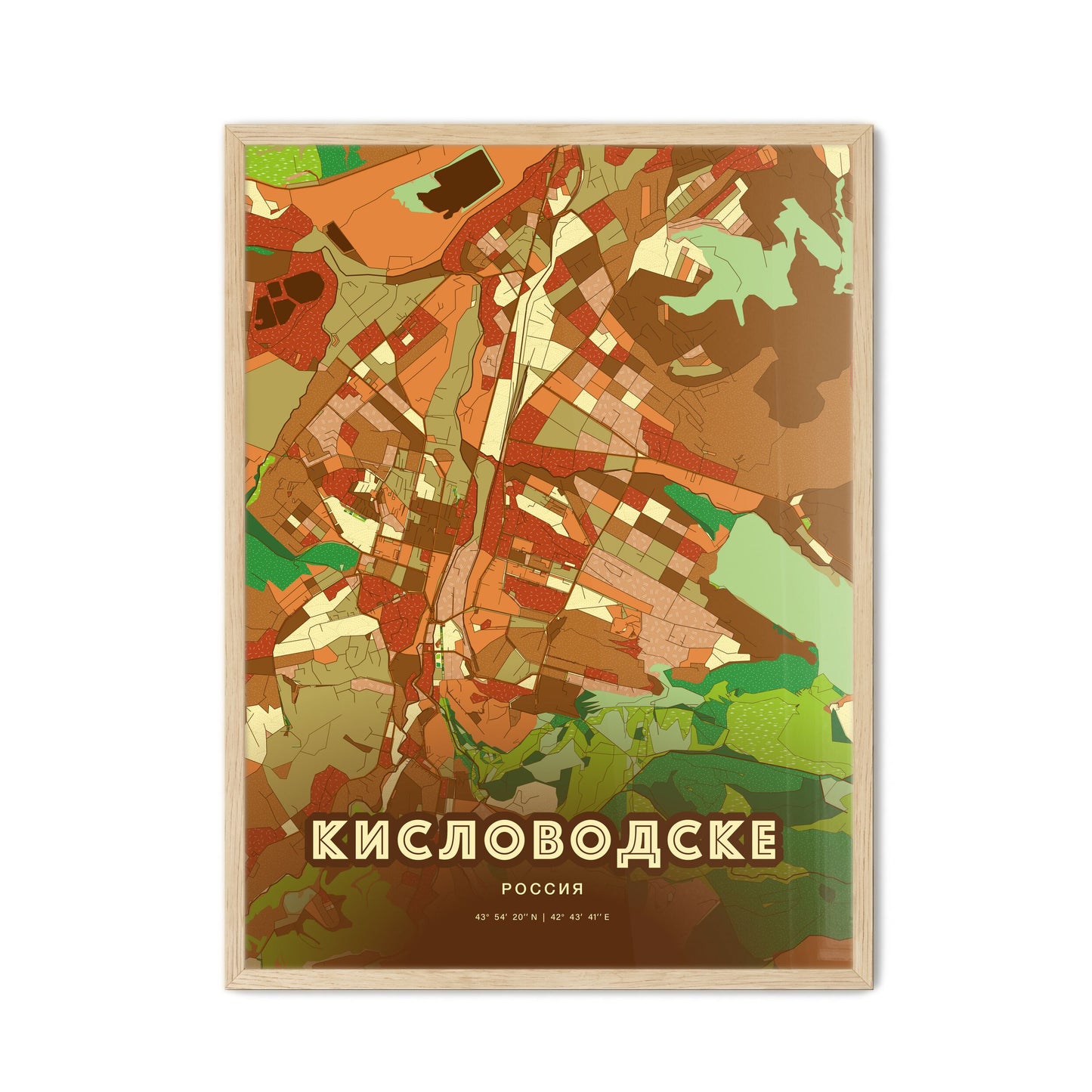 Colorful KISLOVODSK RUSSIA Fine Art Map Farmhouse