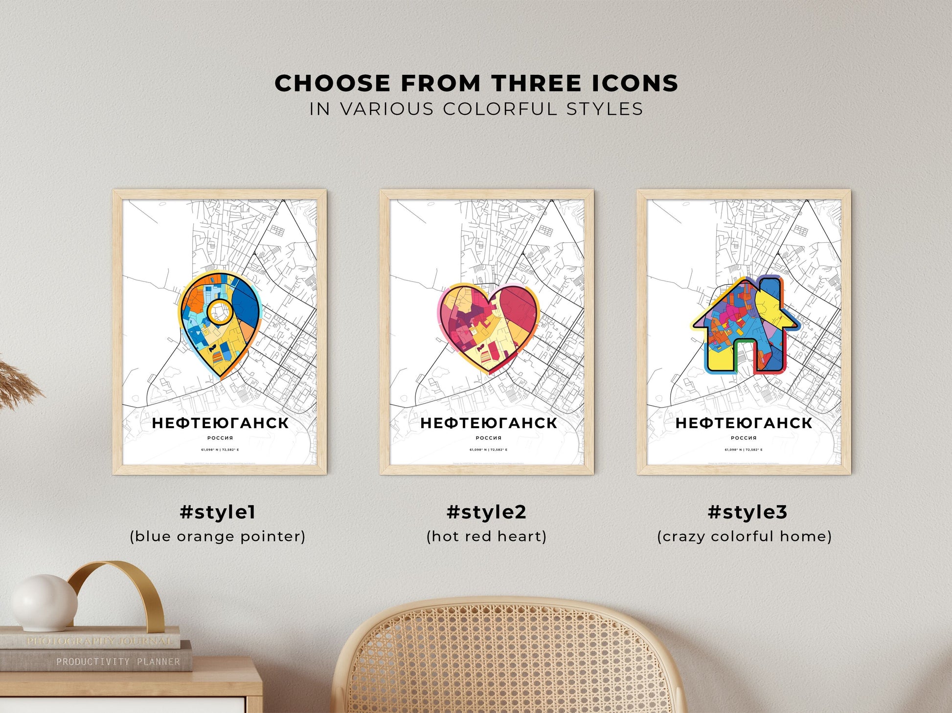 Nefteyugansk Russia maps with colorful icons