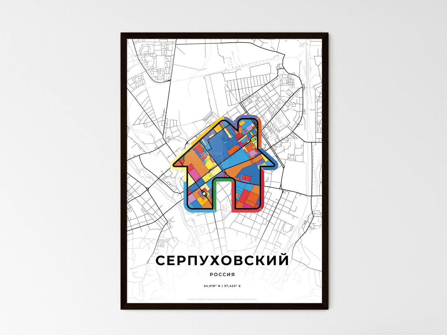 Serpukhov Russia wedding art map with home icon