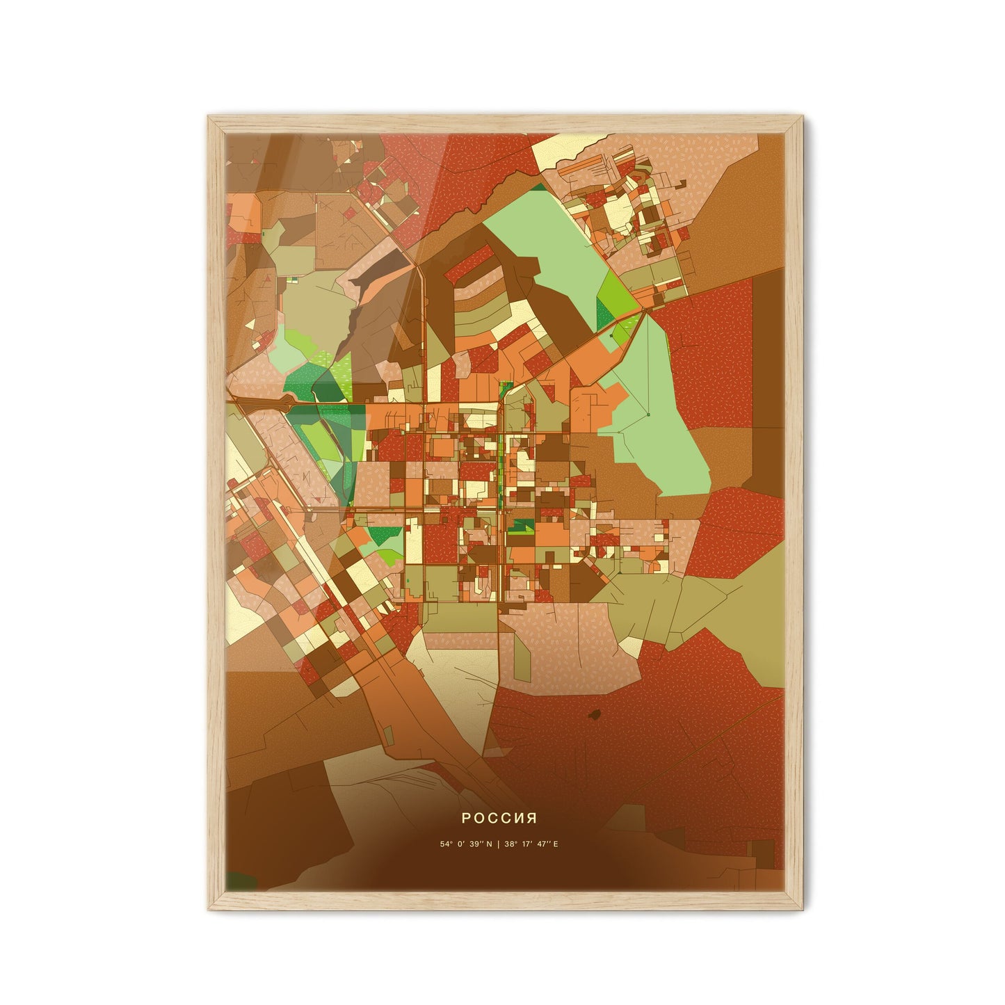 Colorful NOVOMOSKOVSK RUSSIA Fine Art Map Farmhouse