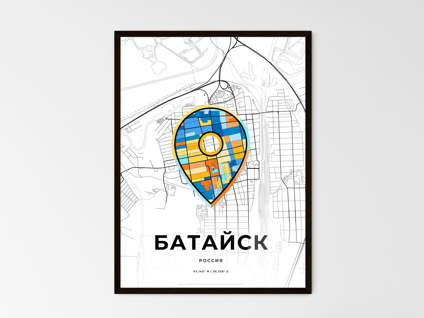 Bataysk Russia wedding art map with pointer icon