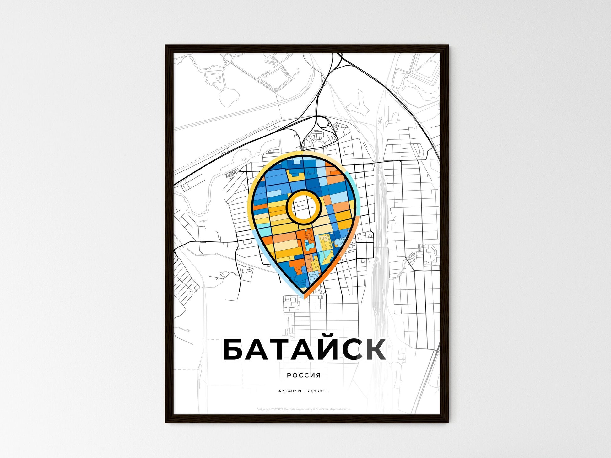Bataysk Russia wedding art map with pointer icon