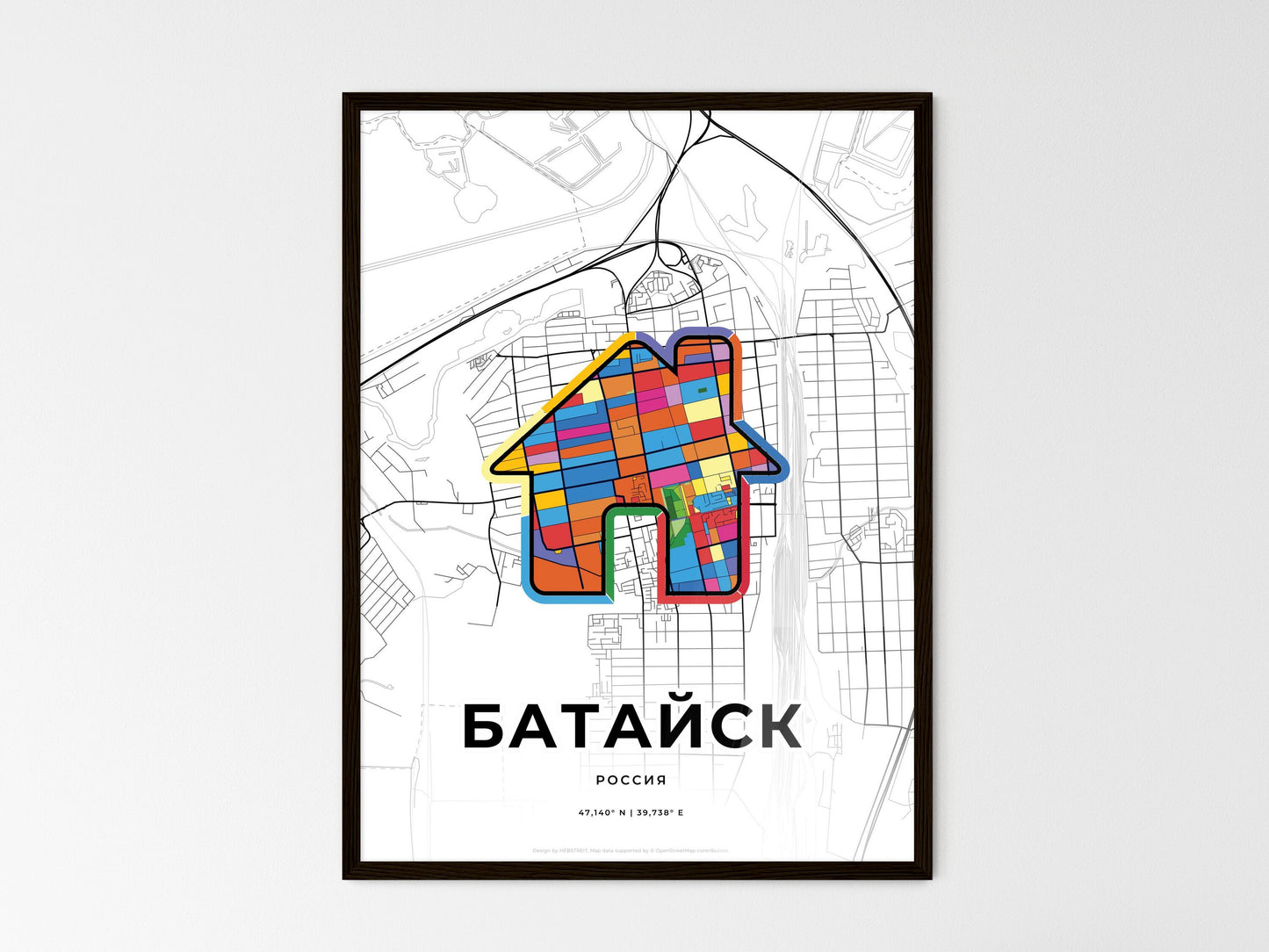 Bataysk Russia wedding art map with home icon