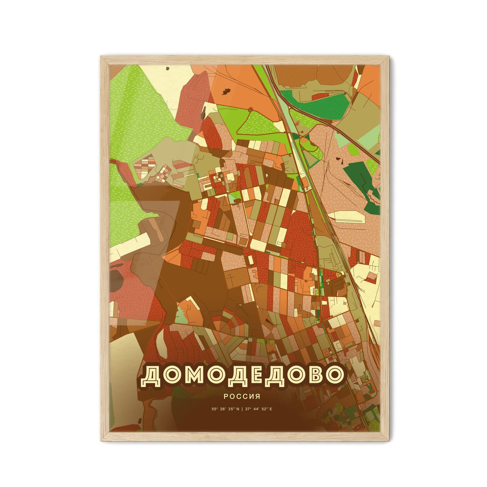 Colorful DOMODEDOVO RUSSIA Fine Art Map Farmhouse