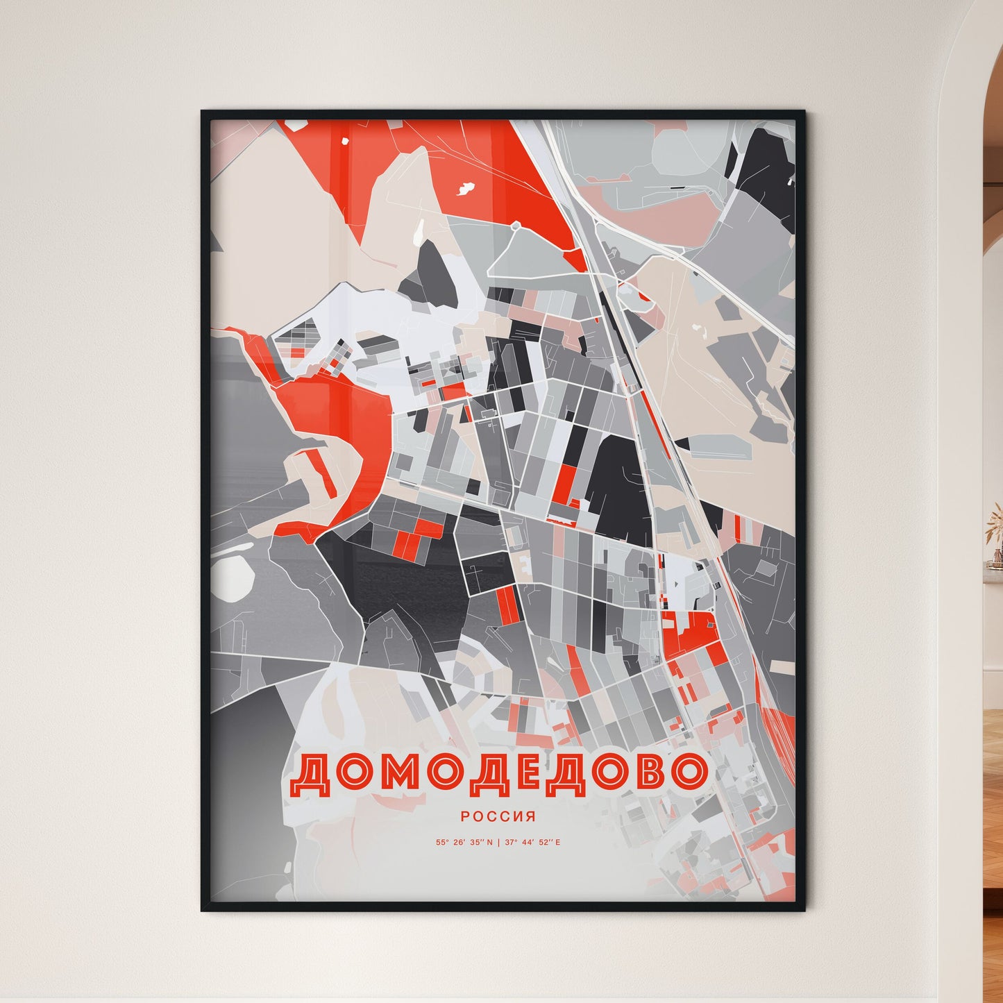 Colorful DOMODEDOVO RUSSIA Fine Art Map Modern