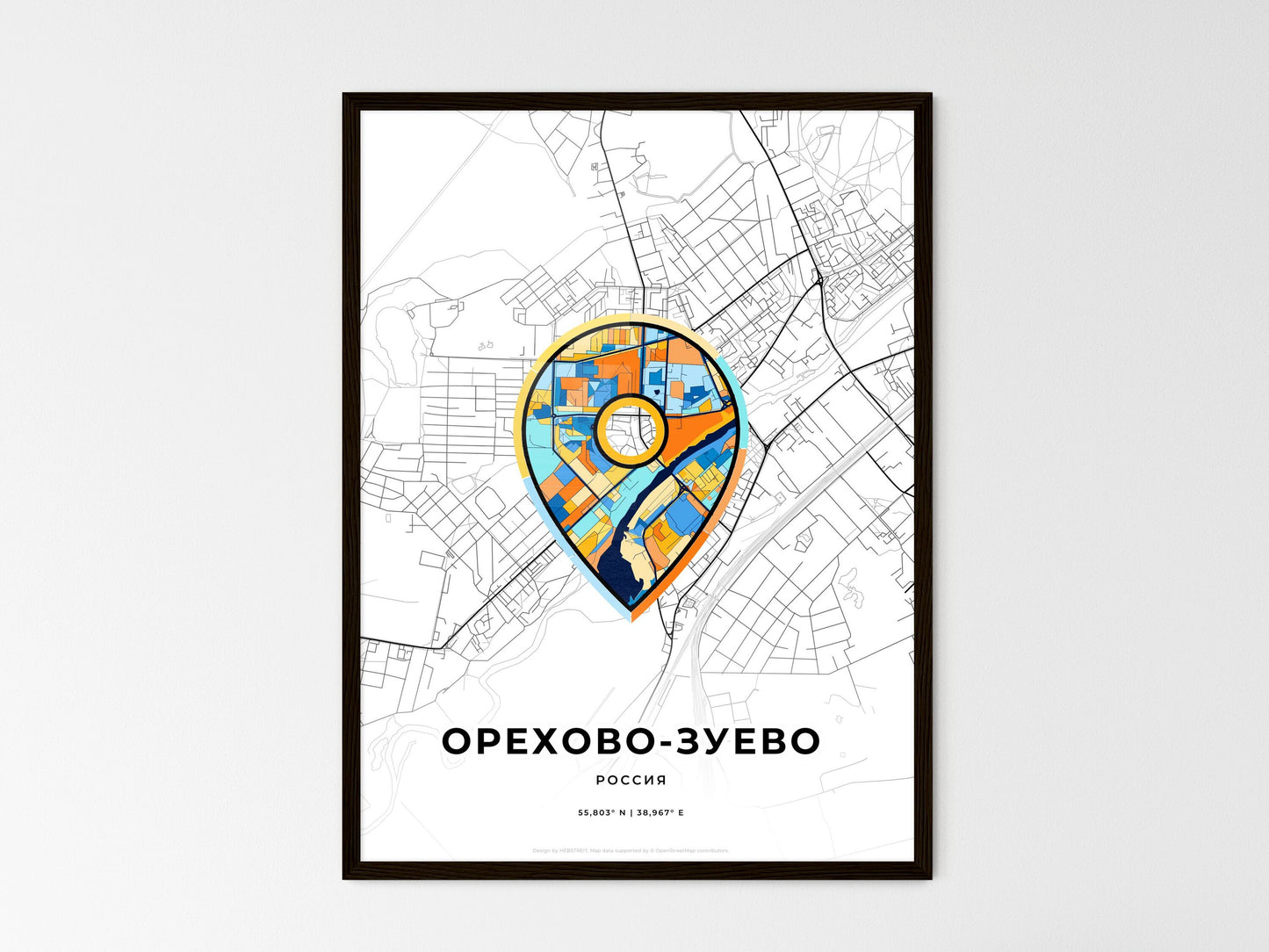 Orekhovo-Zuyevo Russia wedding art map with pointer icon