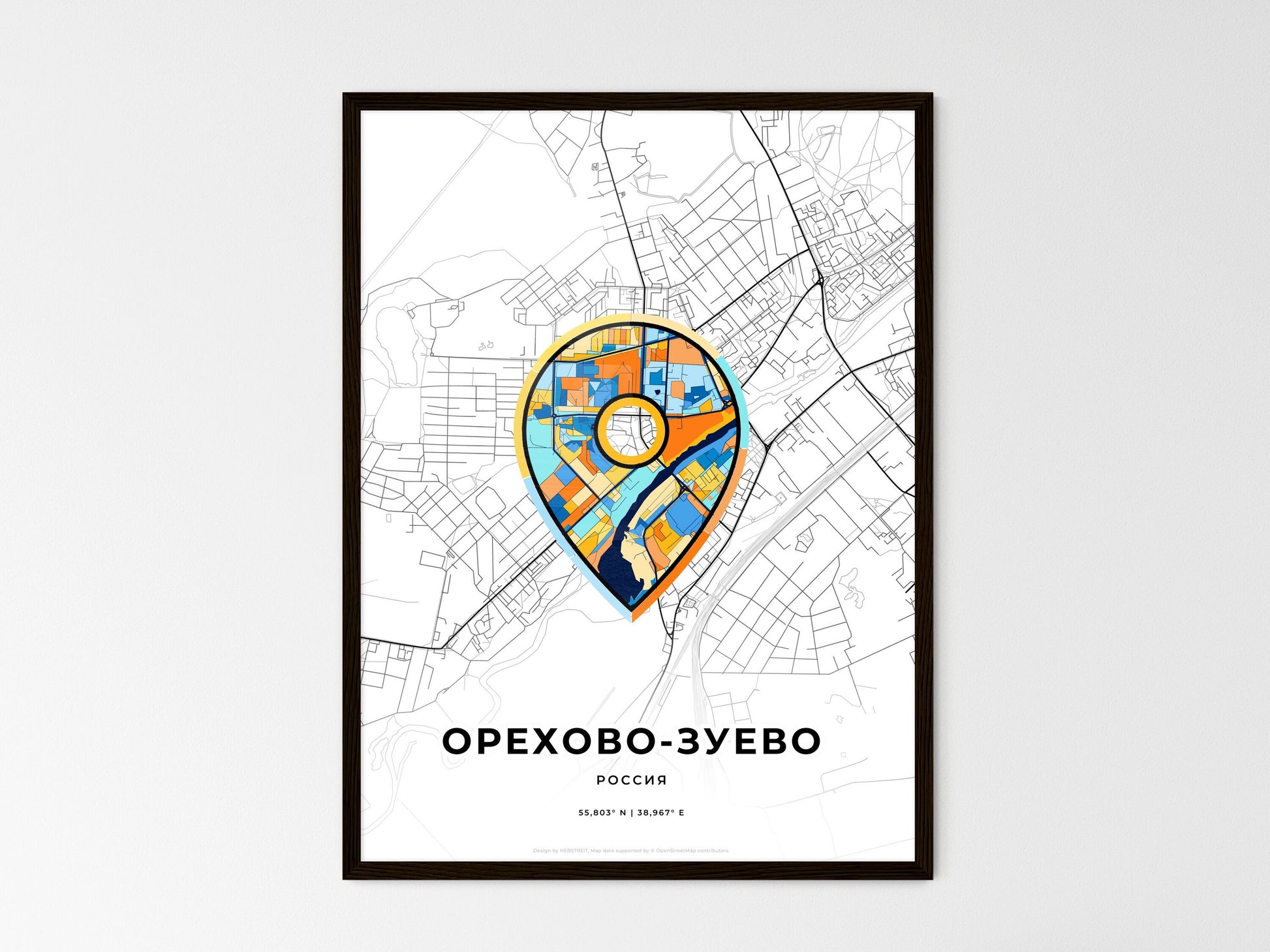 Orekhovo-Zuyevo Russia wedding art map with pointer icon