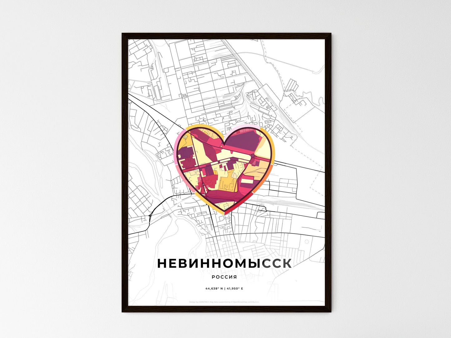 Nevinnomyssk Russia wedding art map with heart icon