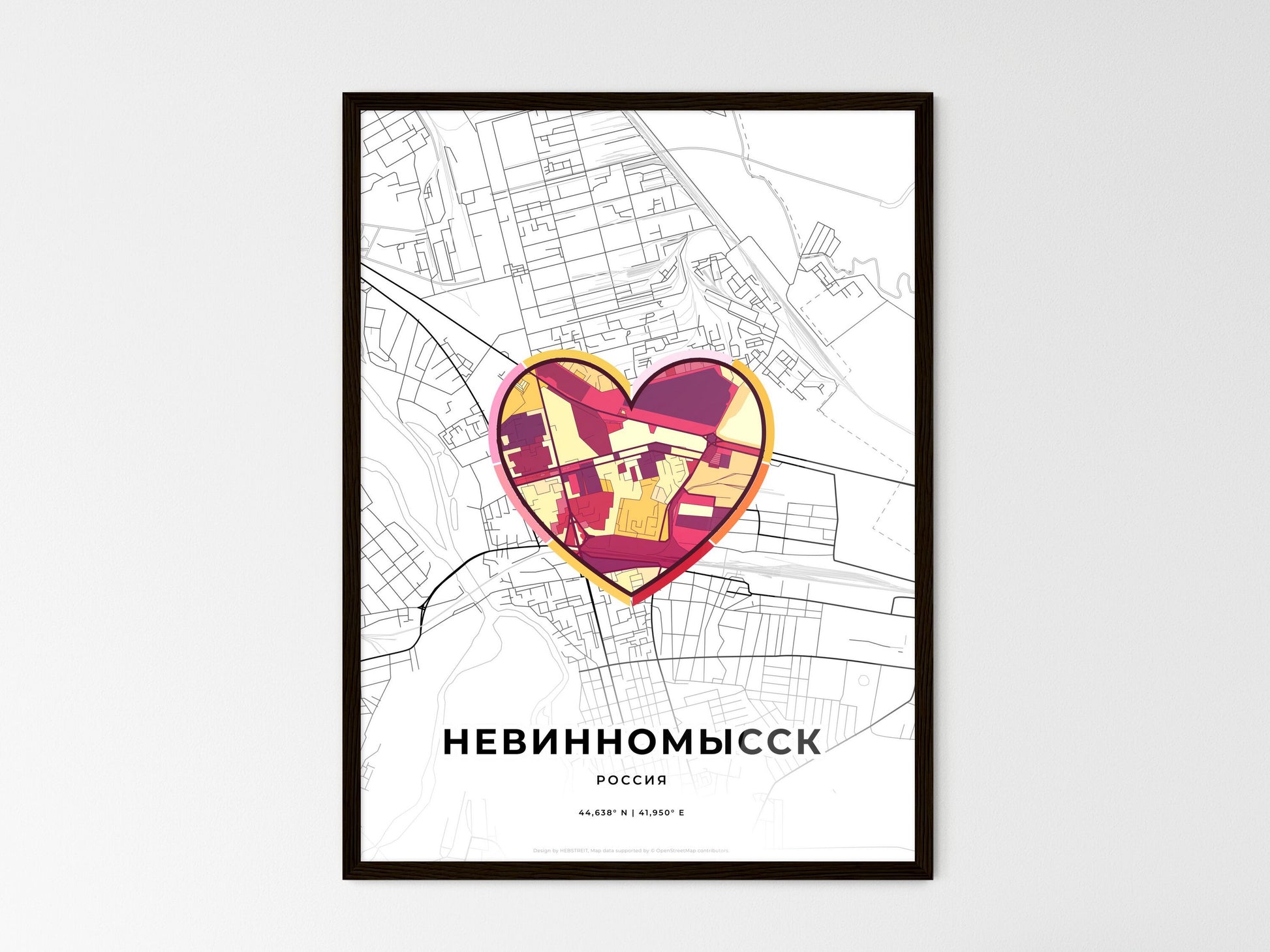Nevinnomyssk Russia wedding art map with heart icon