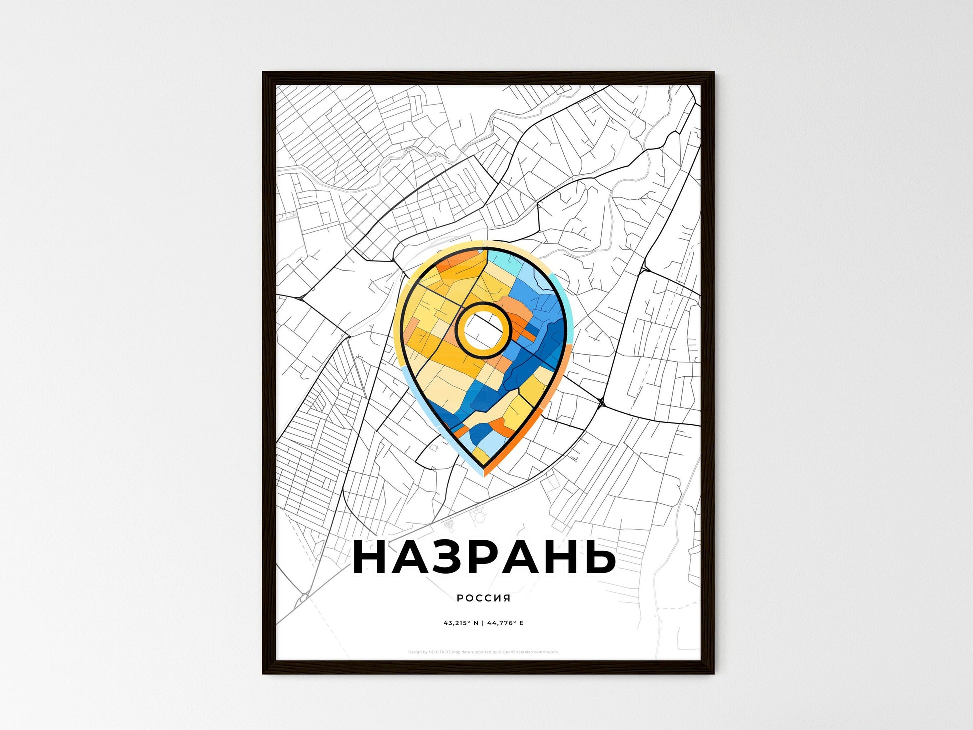 Nazran Russia wedding art map with pointer icon