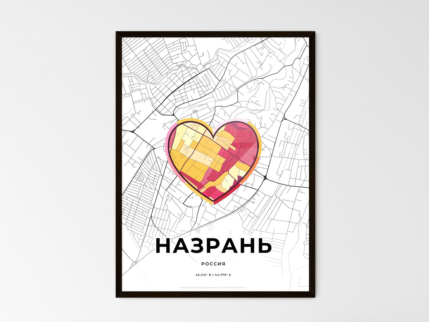 Nazran Russia wedding art map with heart icon
