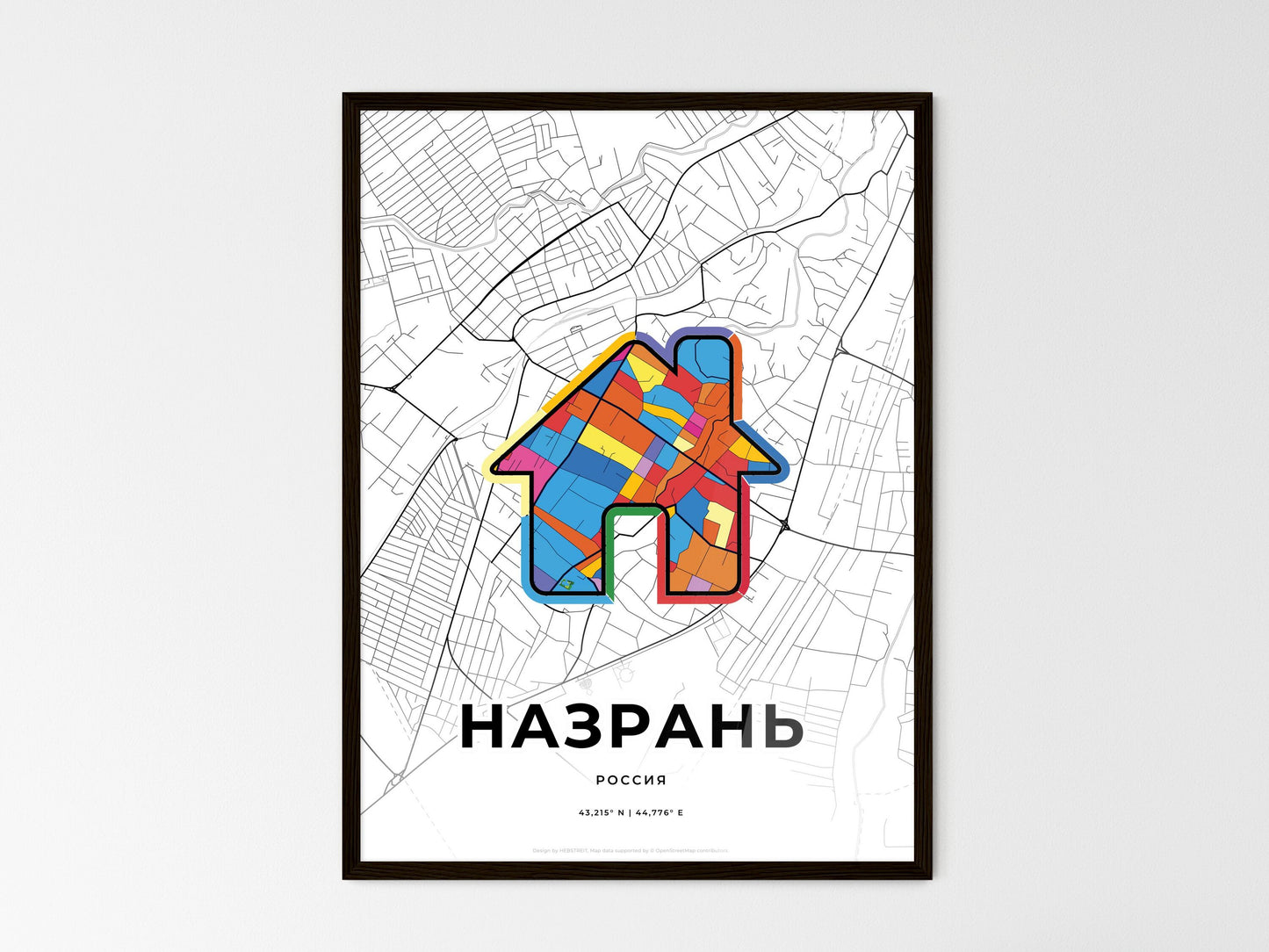 Nazran Russia wedding art map with home icon