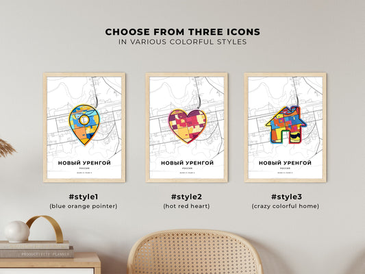 Novy Urengoy Russia maps with colorful icons
