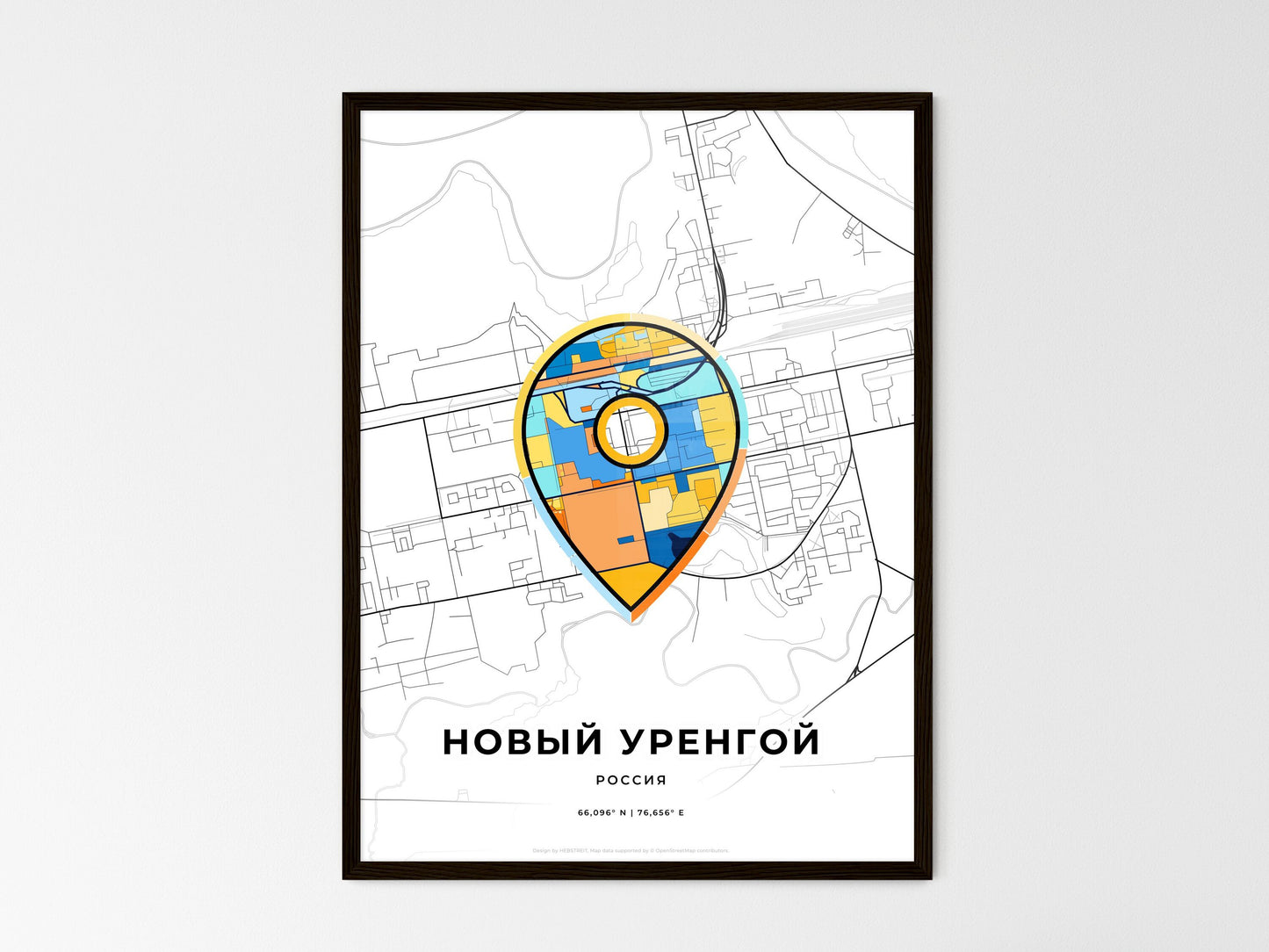 Novy Urengoy Russia wedding art map with pointer icon