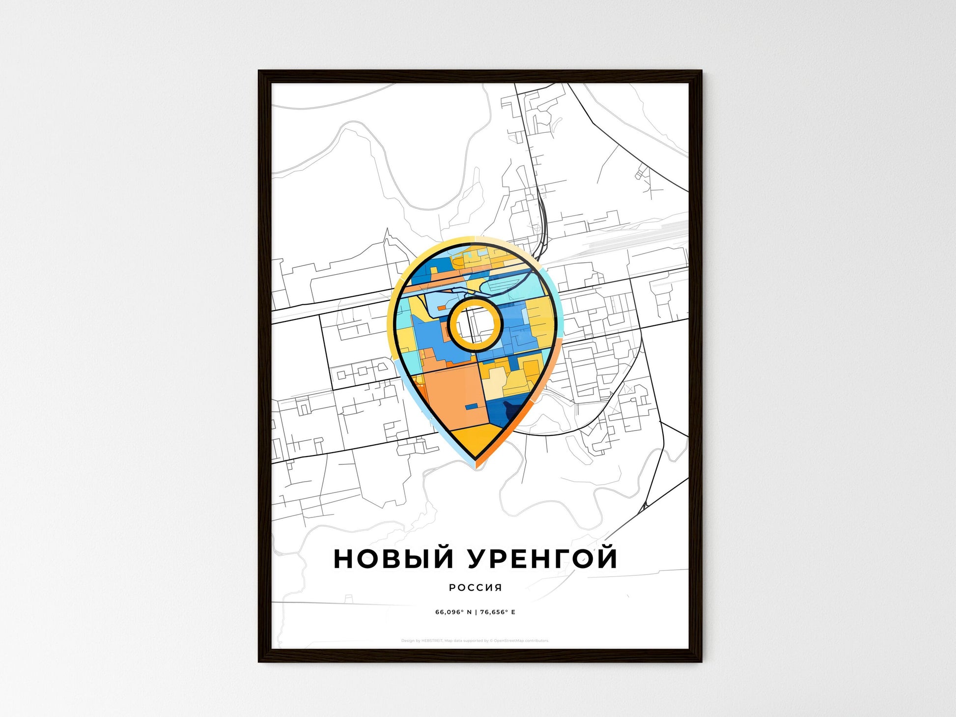 Novy Urengoy Russia wedding art map with pointer icon