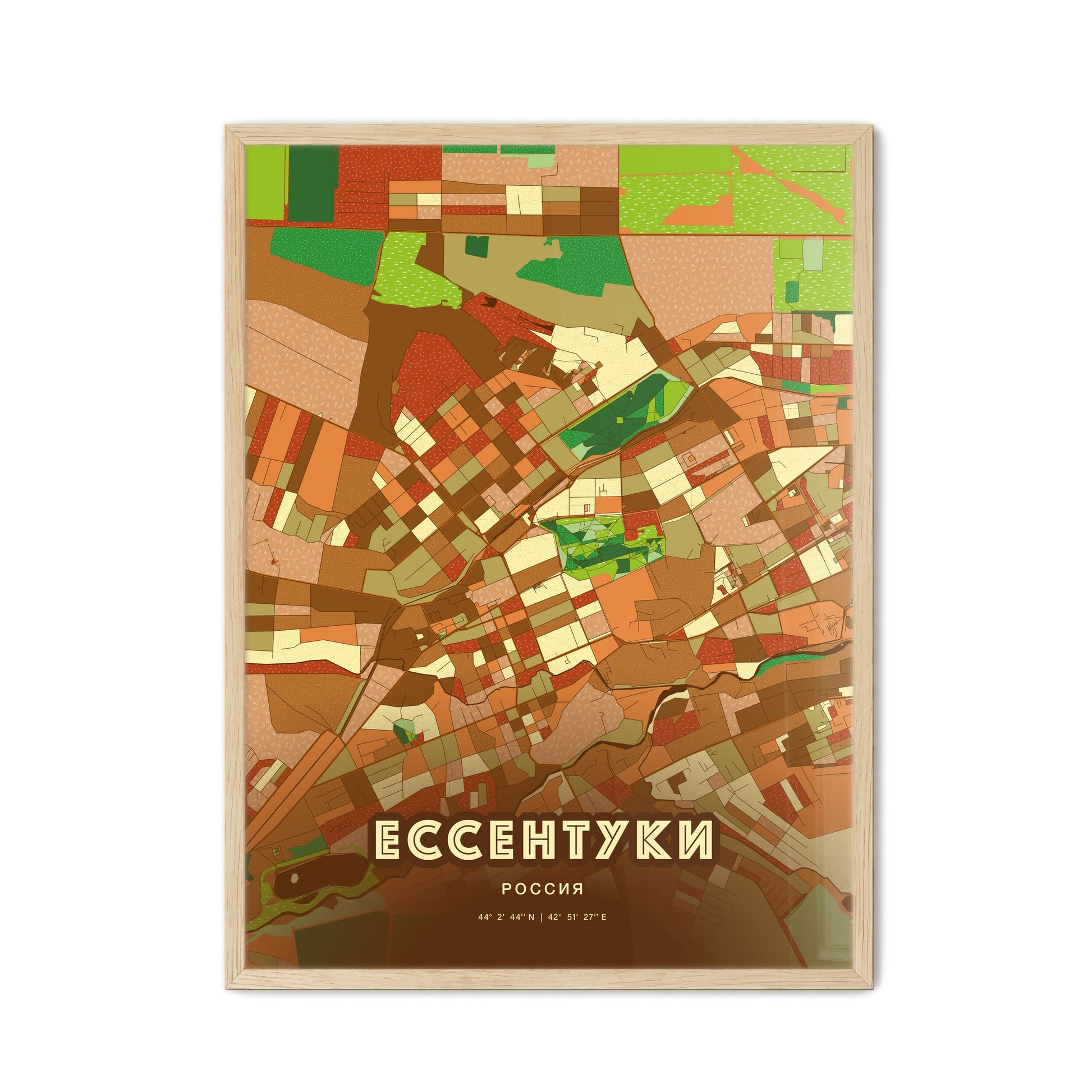 Colorful YESSENTUKI RUSSIA Fine Art Map Farmhouse