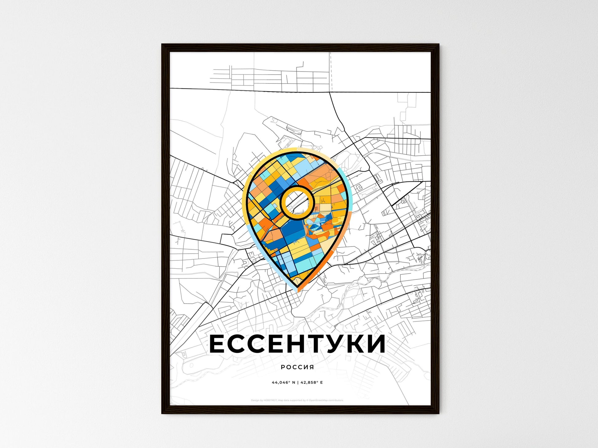 Yessentuki Russia wedding art map with pointer icon