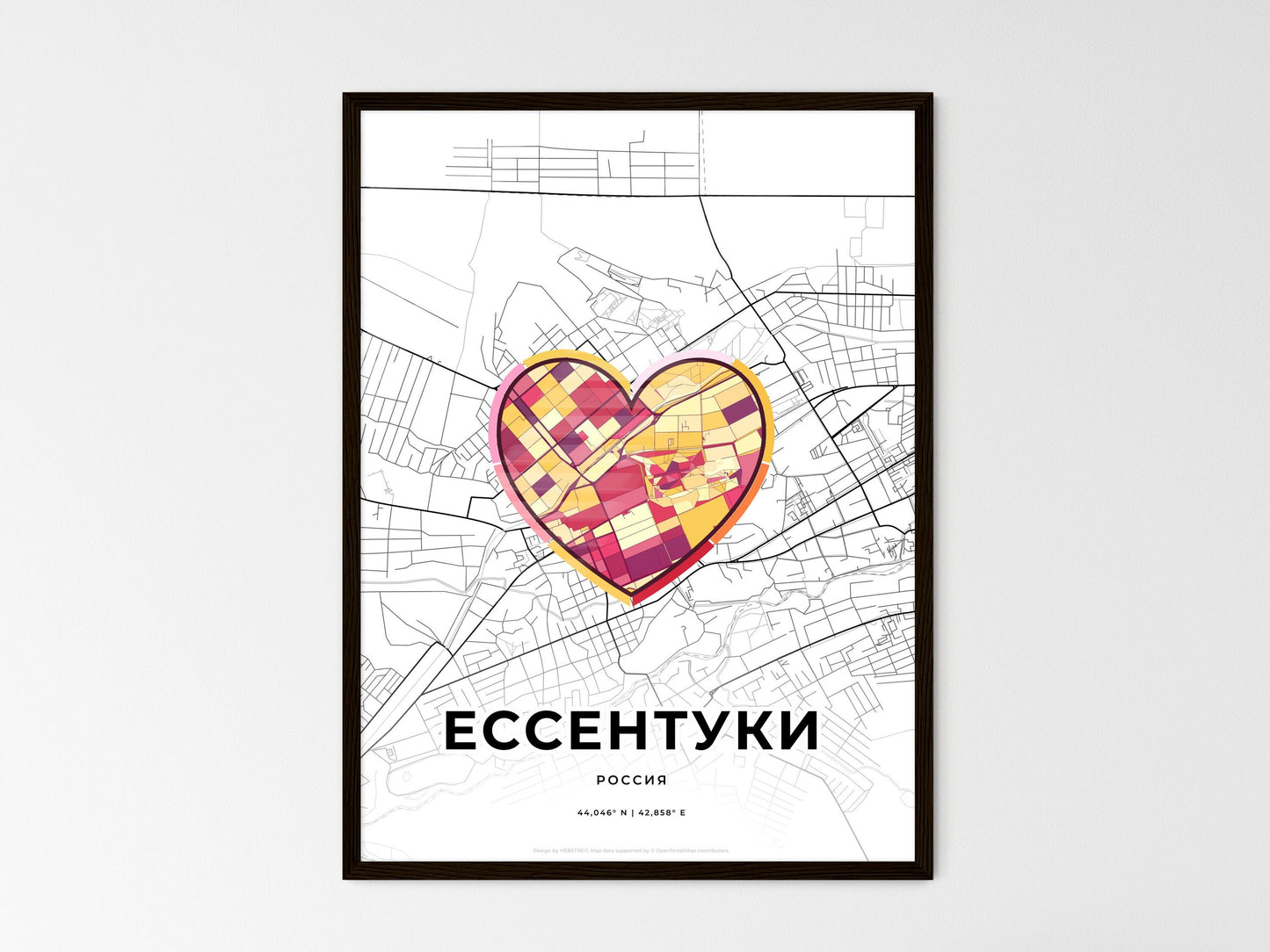 Yessentuki Russia wedding art map with heart icon