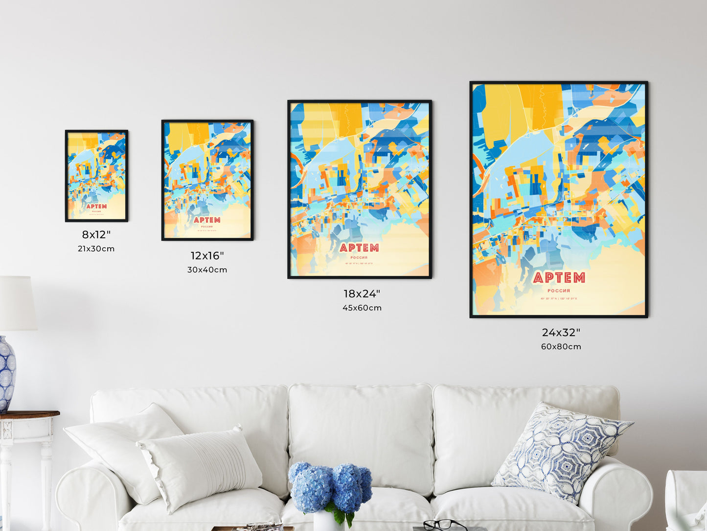 Colorful ARTYOM RUSSIA Fine Art Map Blue Orange