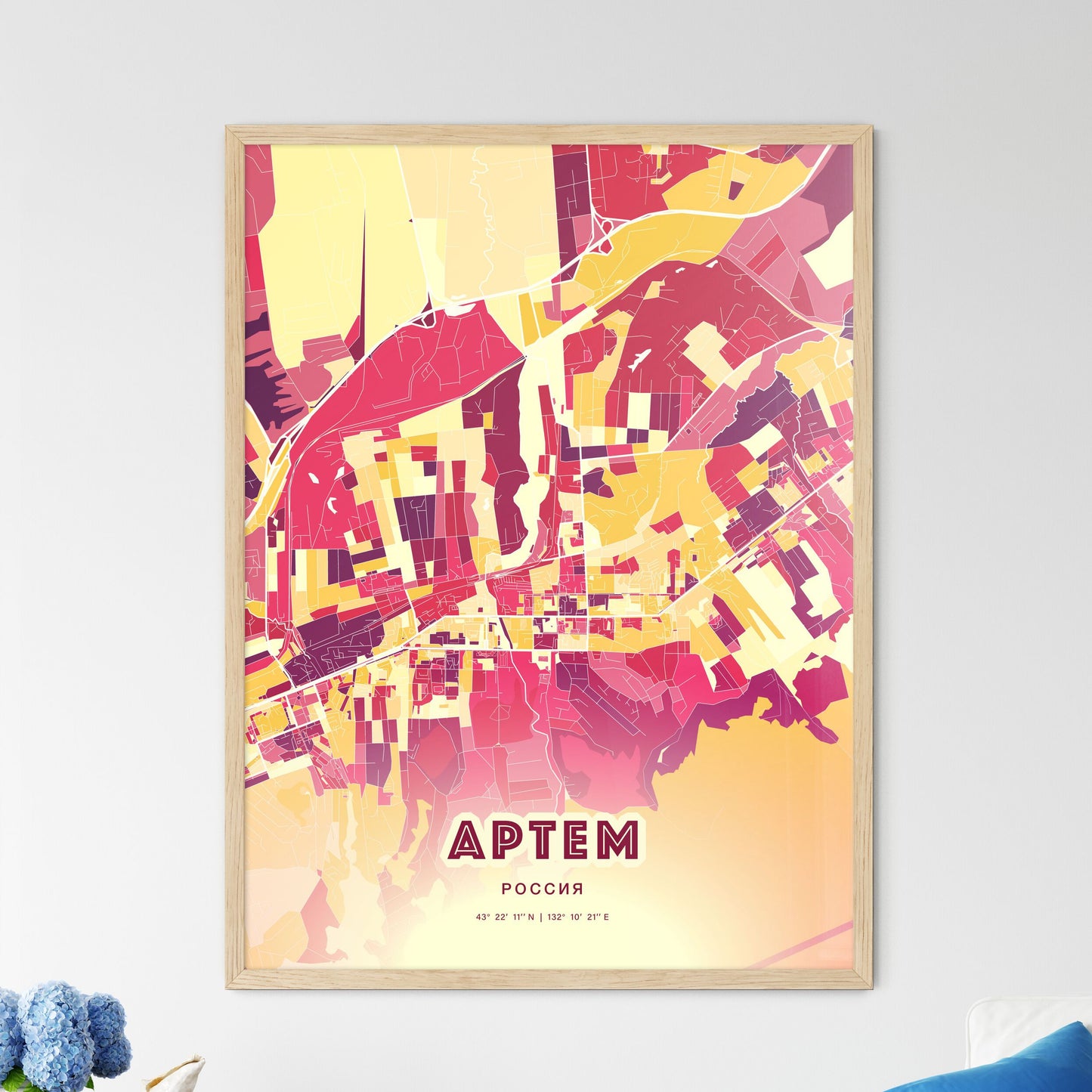 Colorful ARTYOM RUSSIA Fine Art Map Hot Red