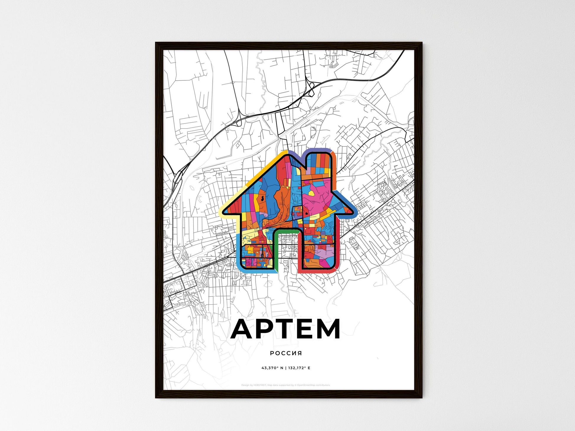 Artyom Russia wedding art map with home icon