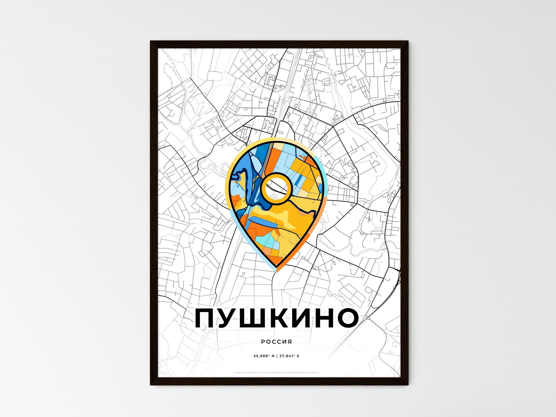 Pushkino Russia wedding art map with pointer icon