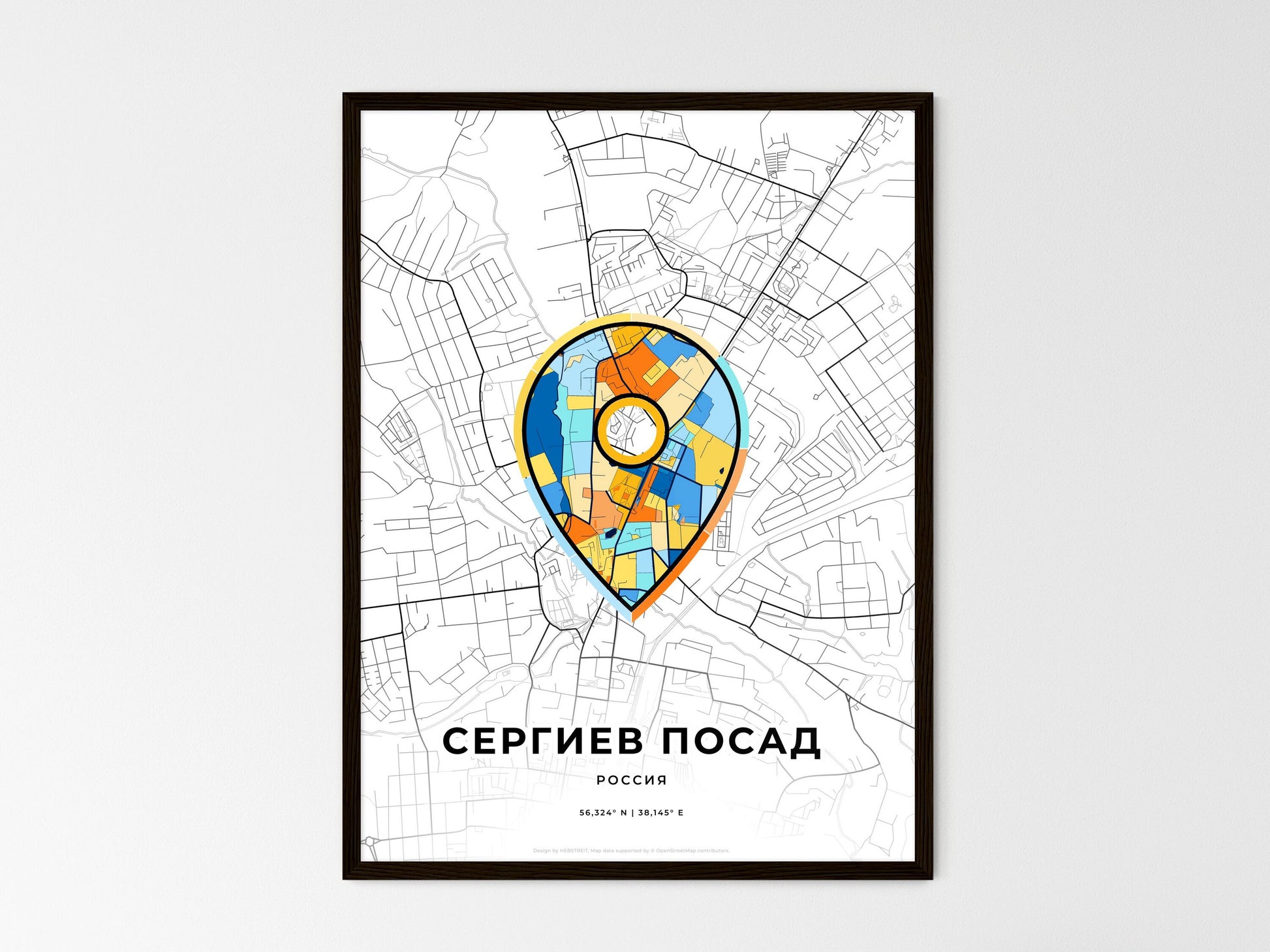 Sergiyev Posad Russia wedding art map with pointer icon