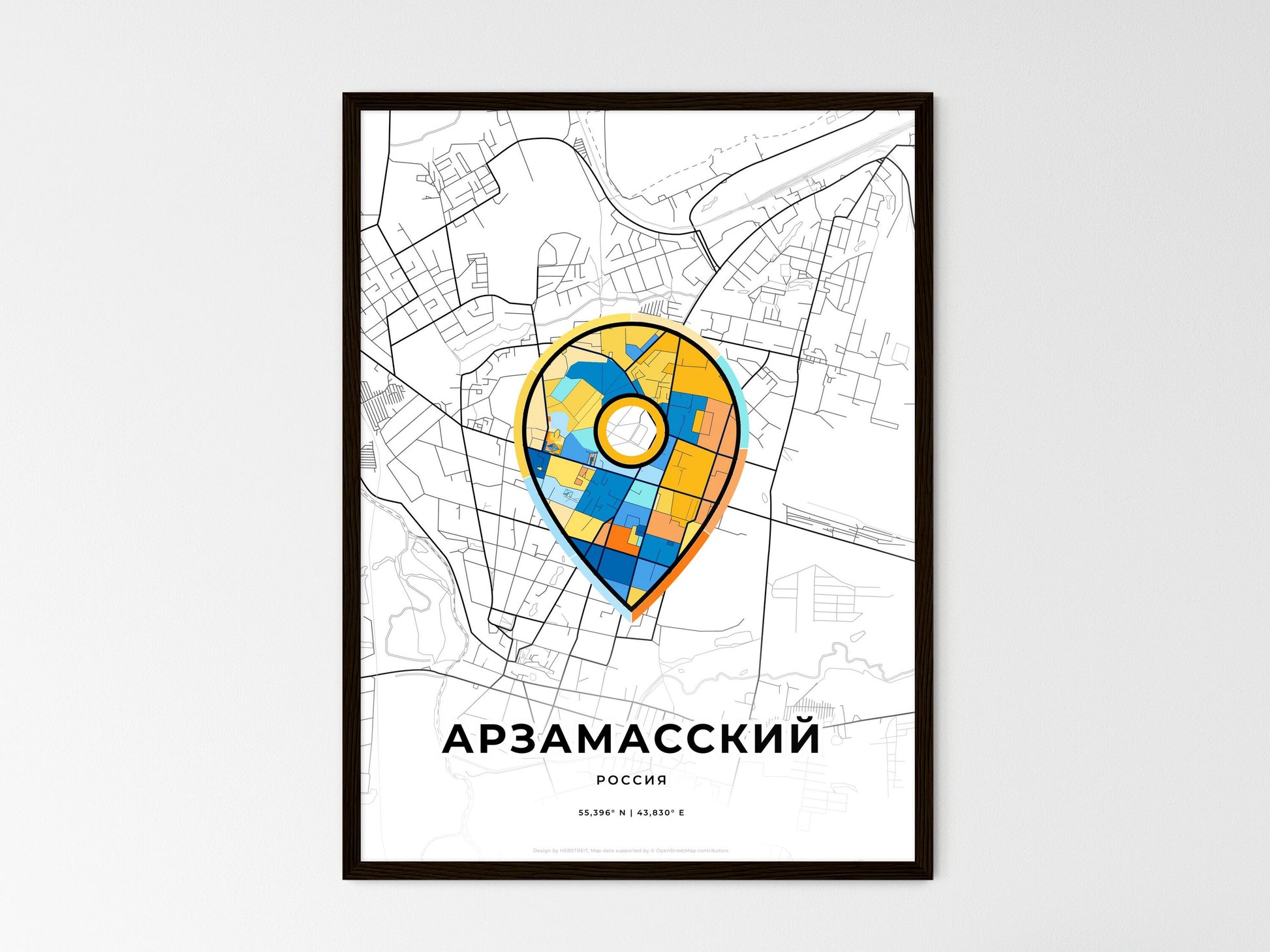 Arzamas Russia wedding art map with pointer icon