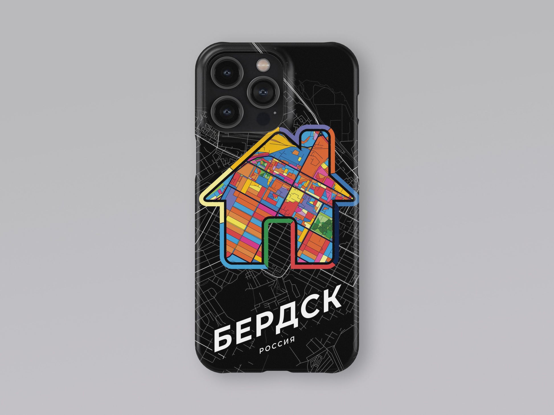 Berdsk Russia slim phone case with colorful icon. Birthday, wedding or housewarming gift. Couple match cases. 3