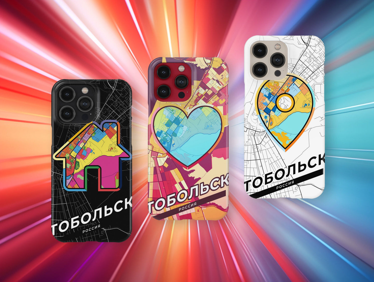 Tobolsk Russia slim phone case with colorful icon