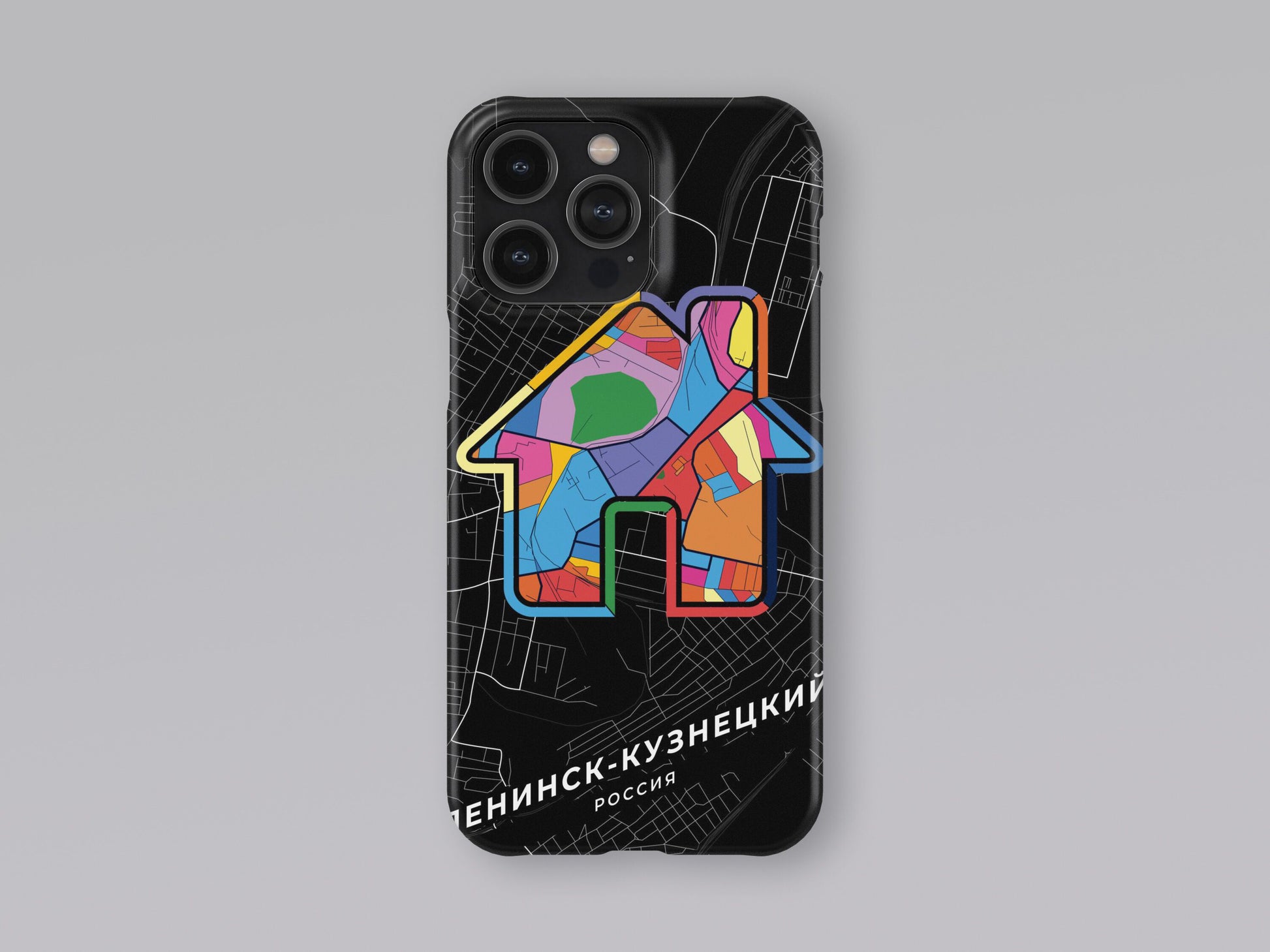 Leninsk-Kuznetsky Russia slim phone case with colorful icon. Birthday, wedding or housewarming gift. Couple match cases. 3
