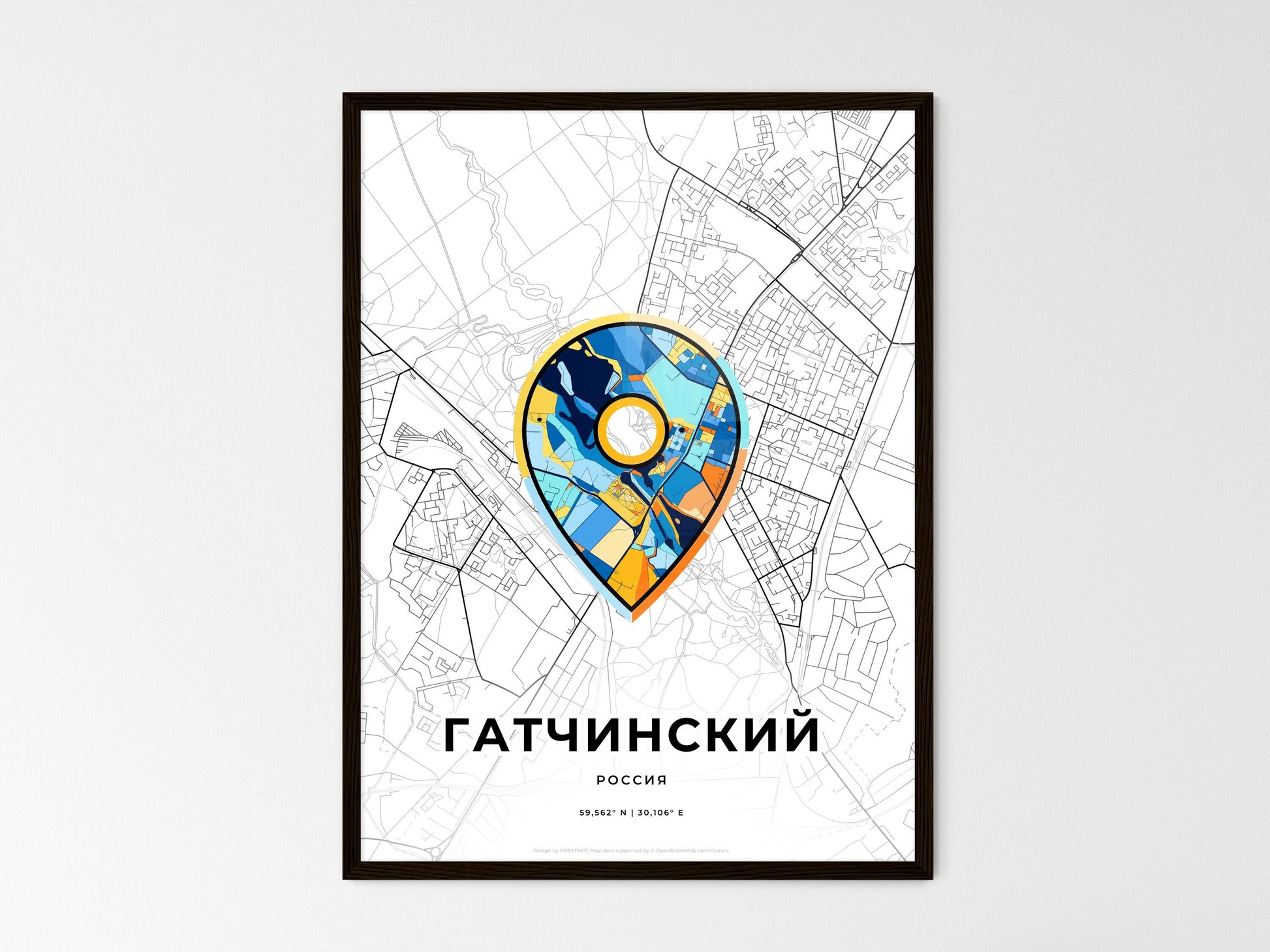 Gatchina Russia wedding art map with pointer icon