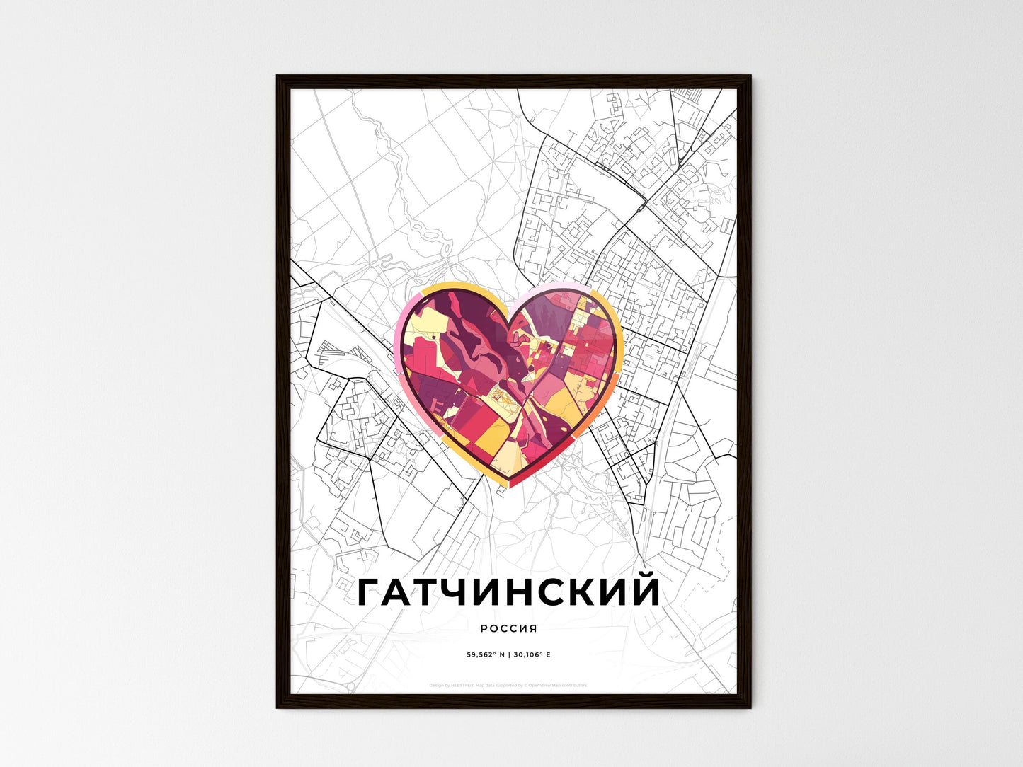 Gatchina Russia wedding art map with heart icon