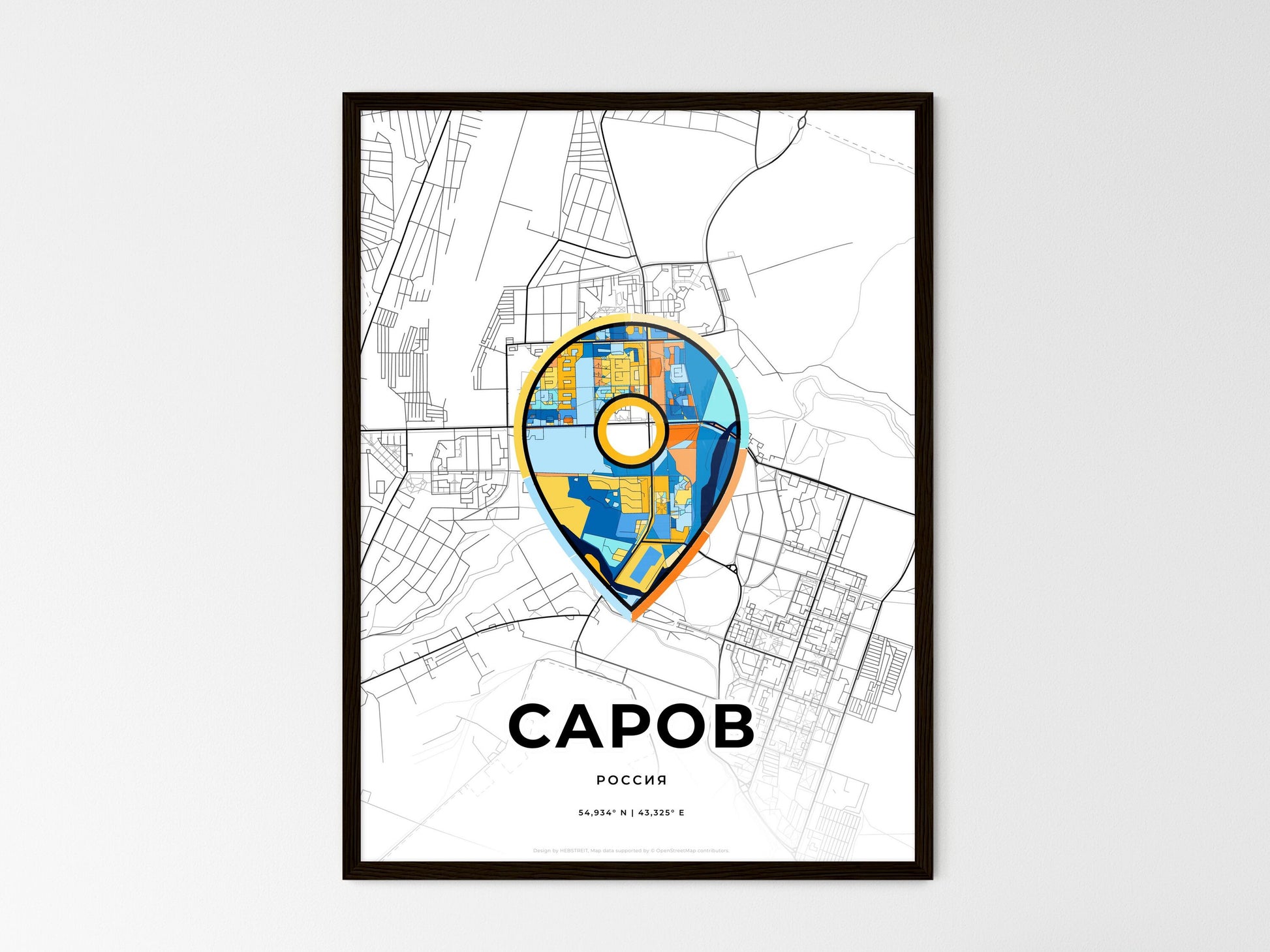 Sarov Russia wedding art map with pointer icon