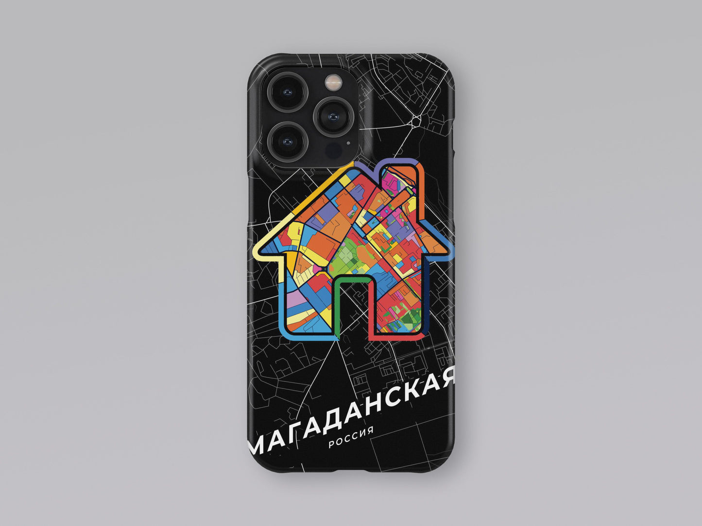 Magadan Russia slim phone case with colorful icon. Birthday, wedding or housewarming gift. Couple match cases. 3
