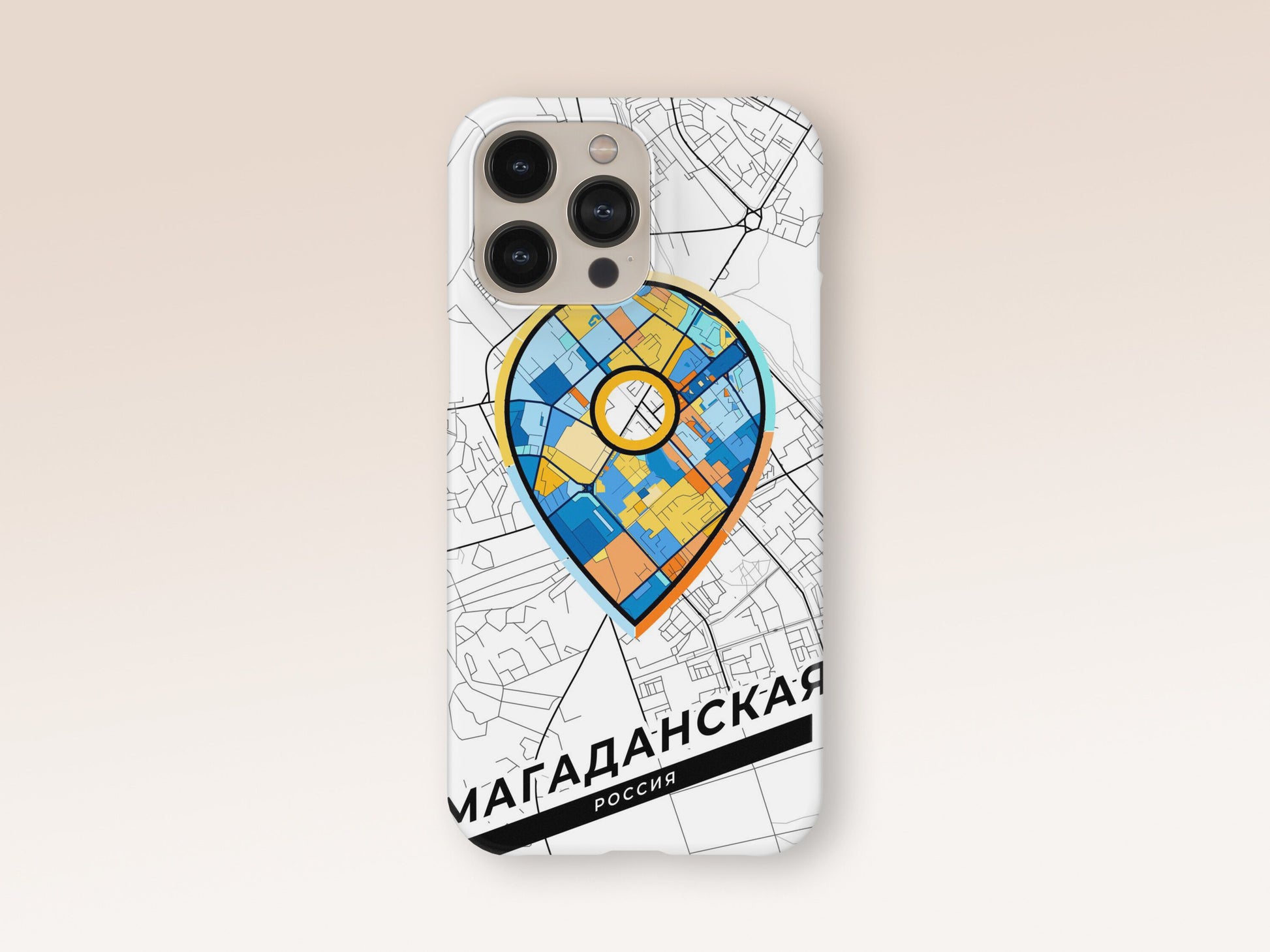 Magadan Russia slim phone case with colorful icon. Birthday, wedding or housewarming gift. Couple match cases. 1
