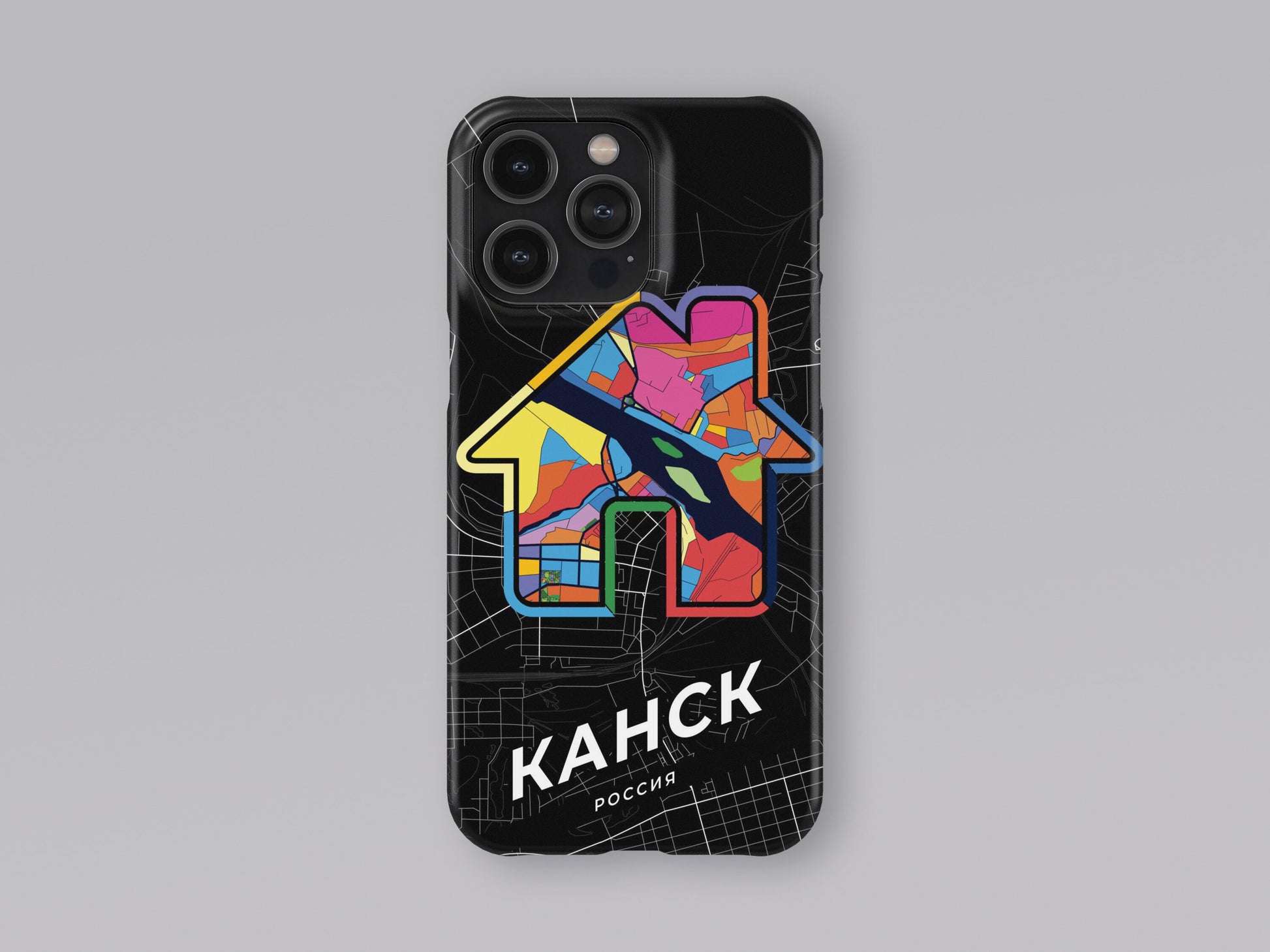 Kansk Russia slim phone case with colorful icon. Birthday, wedding or housewarming gift. Couple match cases. 3