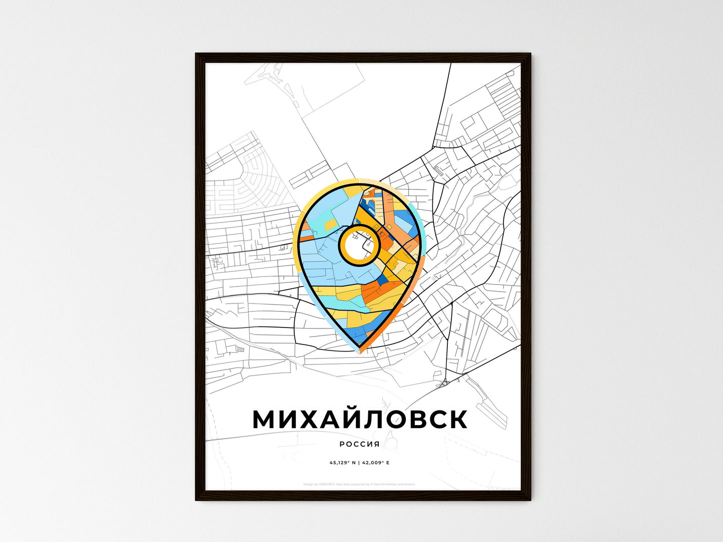 Mikhaylovsk Russia wedding art map with pointer icon