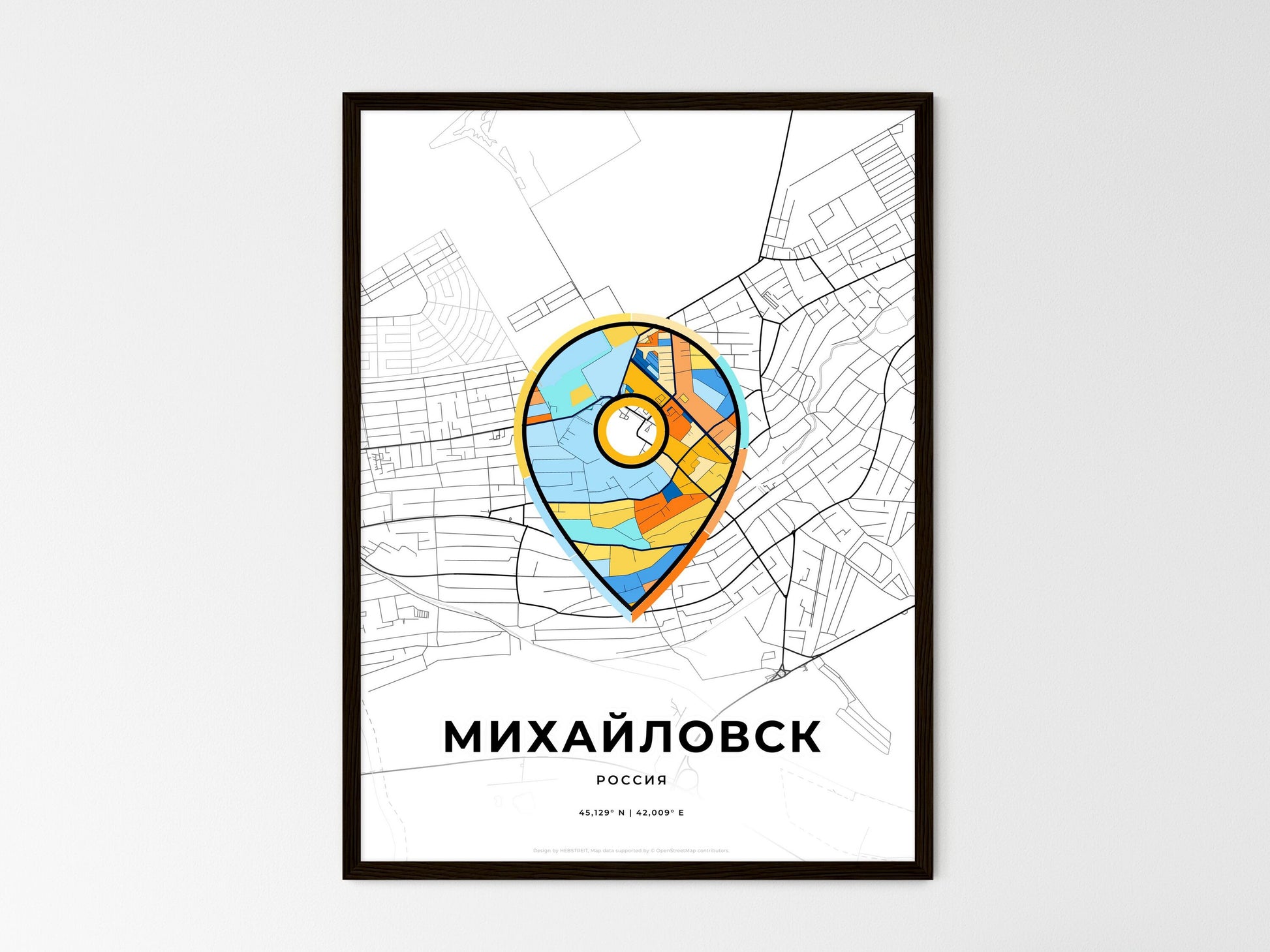 Mikhaylovsk Russia wedding art map with pointer icon
