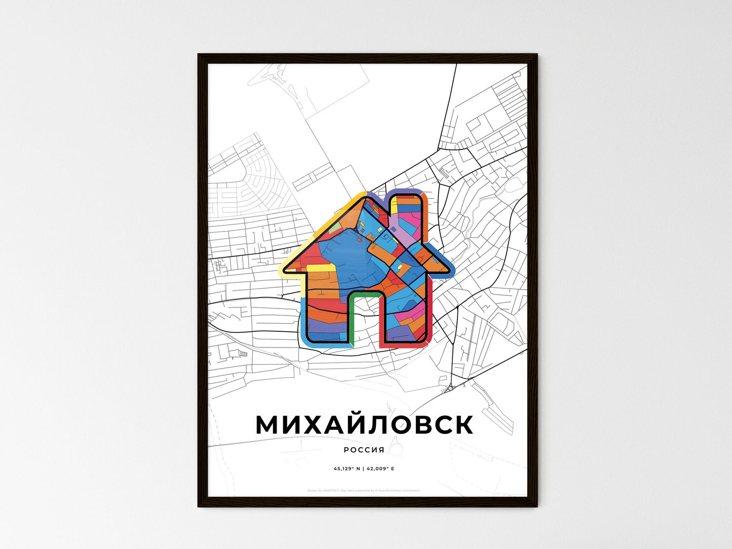 Mikhaylovsk Russia wedding art map with home icon