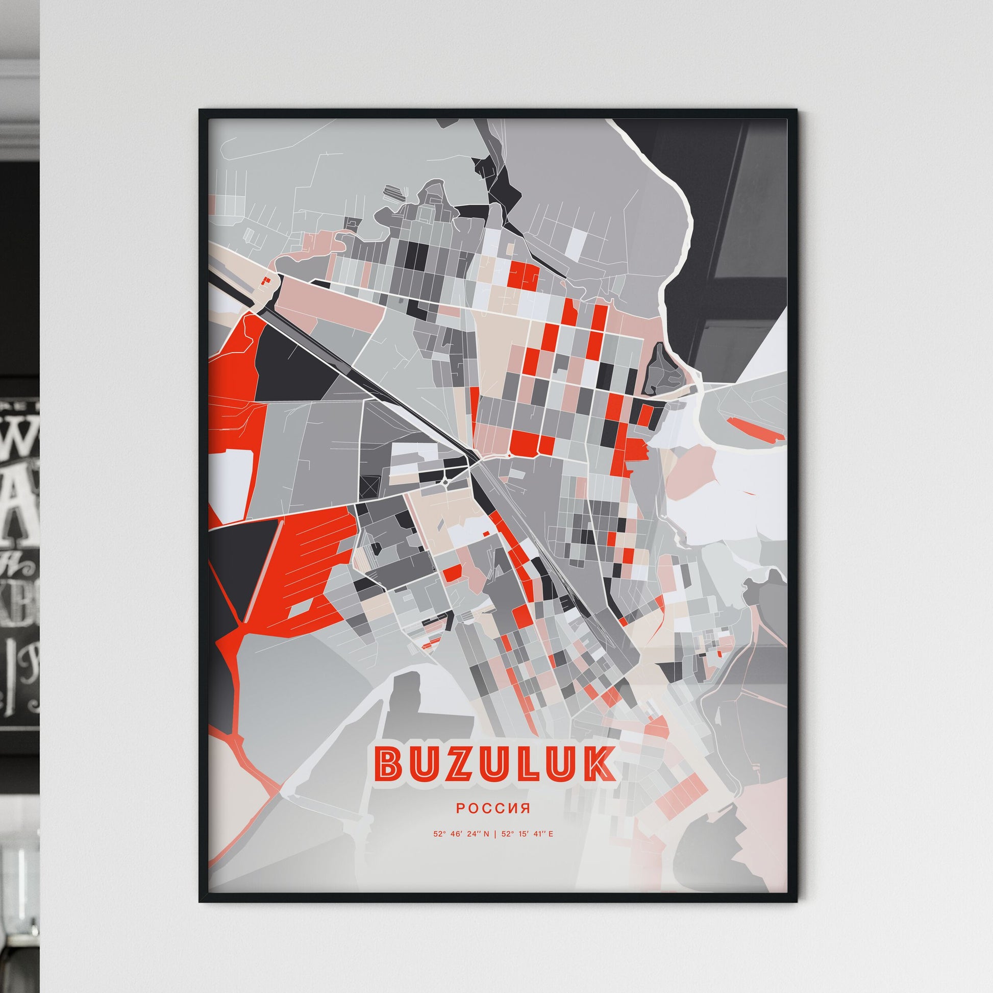 Colorful BUZULUK RUSSIA Fine Art Map Modern