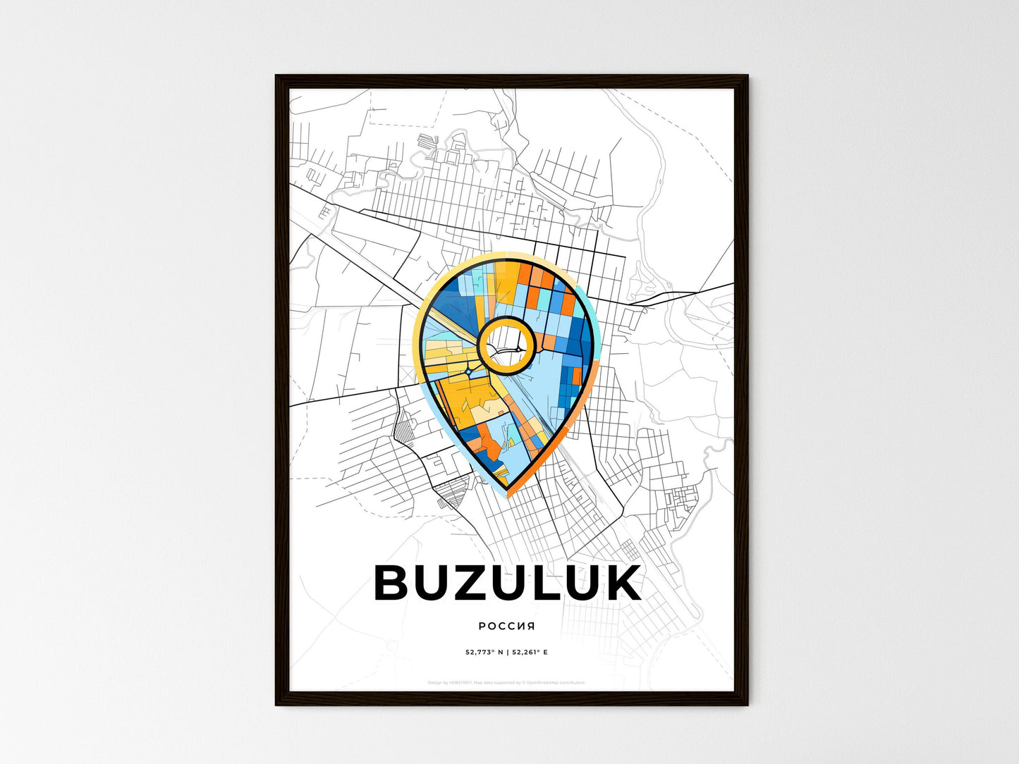 Buzuluk Russia wedding art map with pointer icon