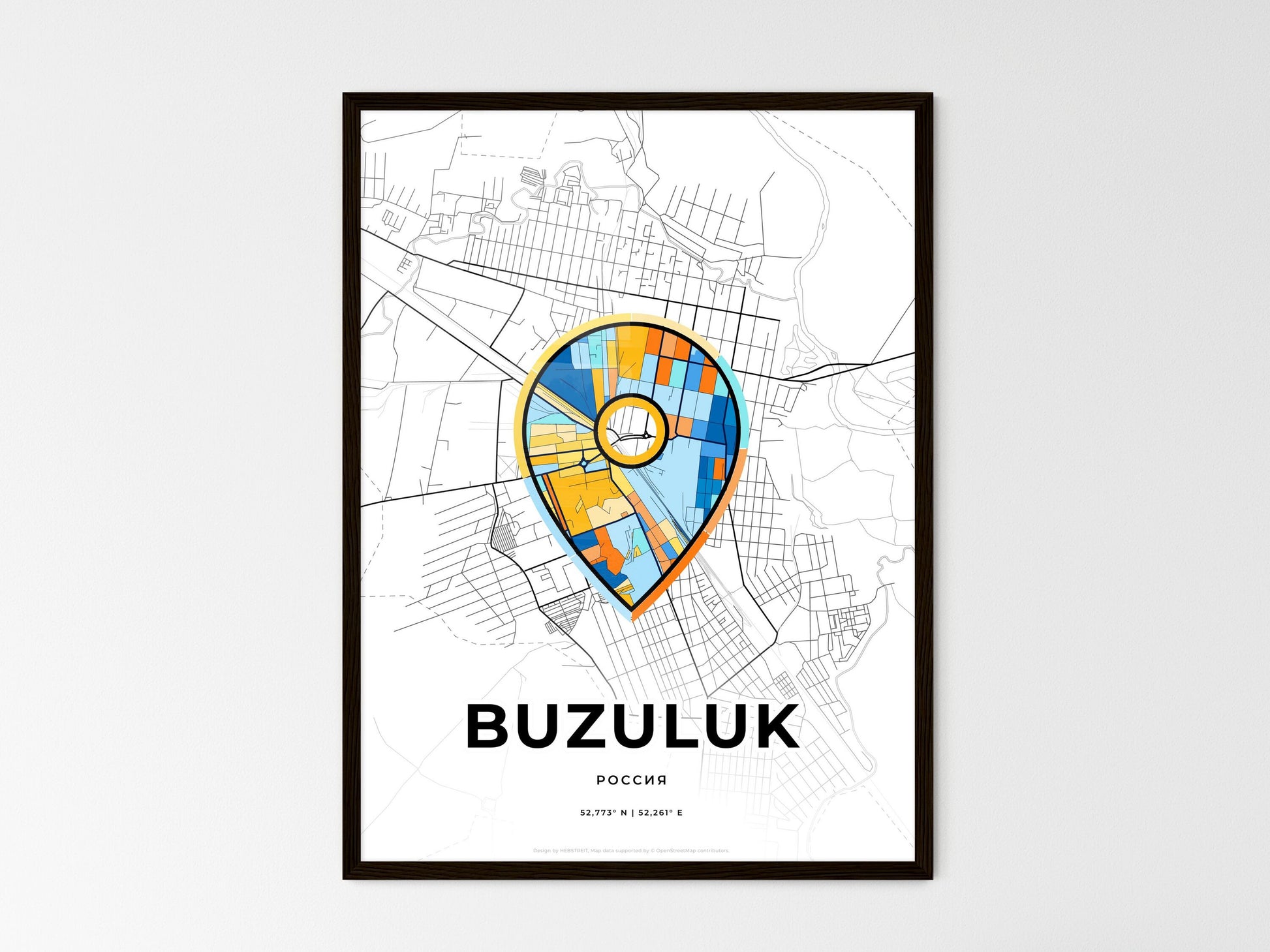 Buzuluk Russia wedding art map with pointer icon