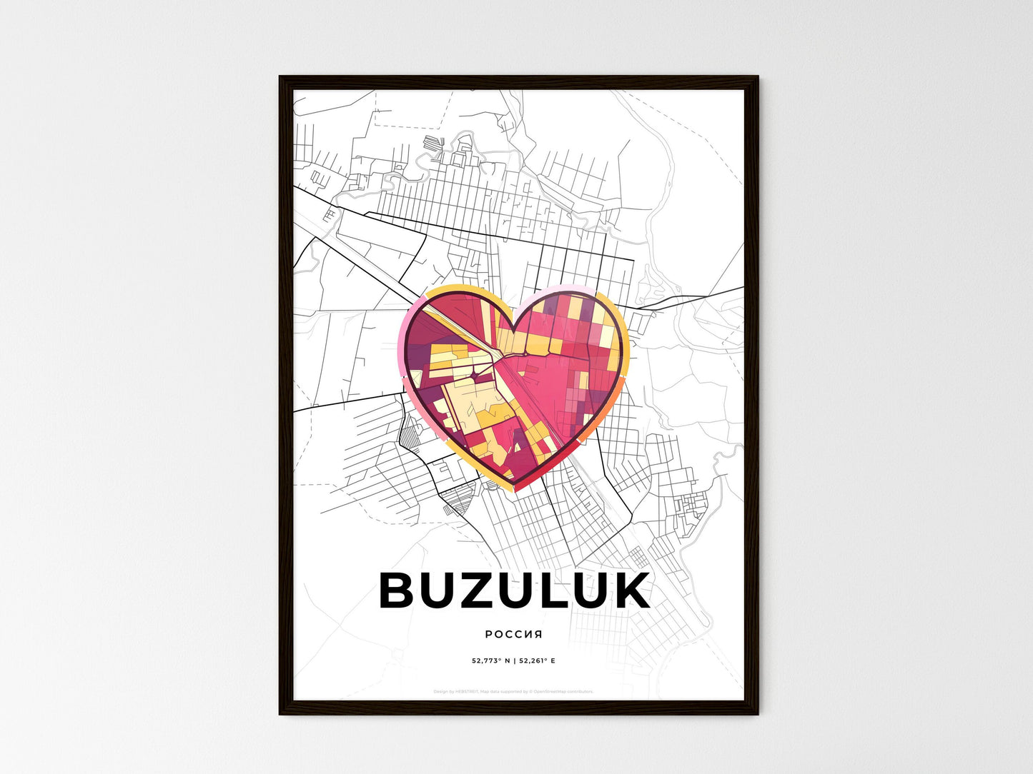 Buzuluk Russia wedding art map with heart icon