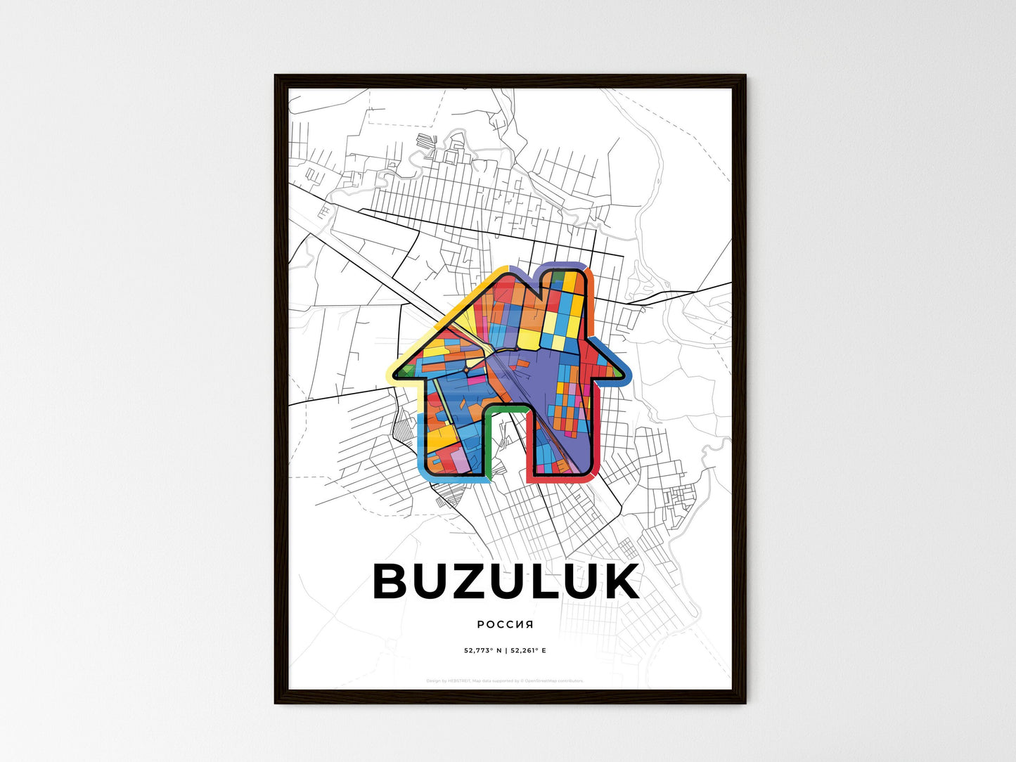 Buzuluk Russia wedding art map with home icon