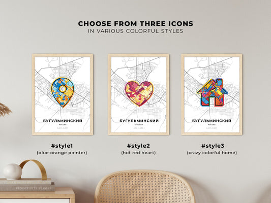 Bugulma Russia maps with colorful icons