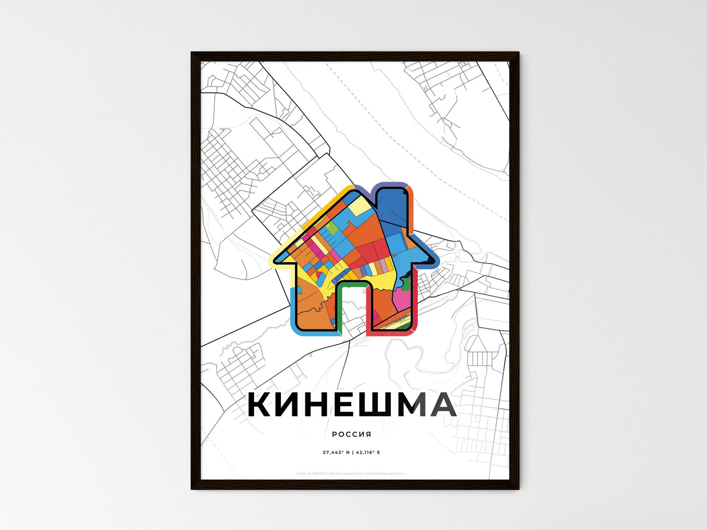 Kineshma Russia wedding art map with home icon