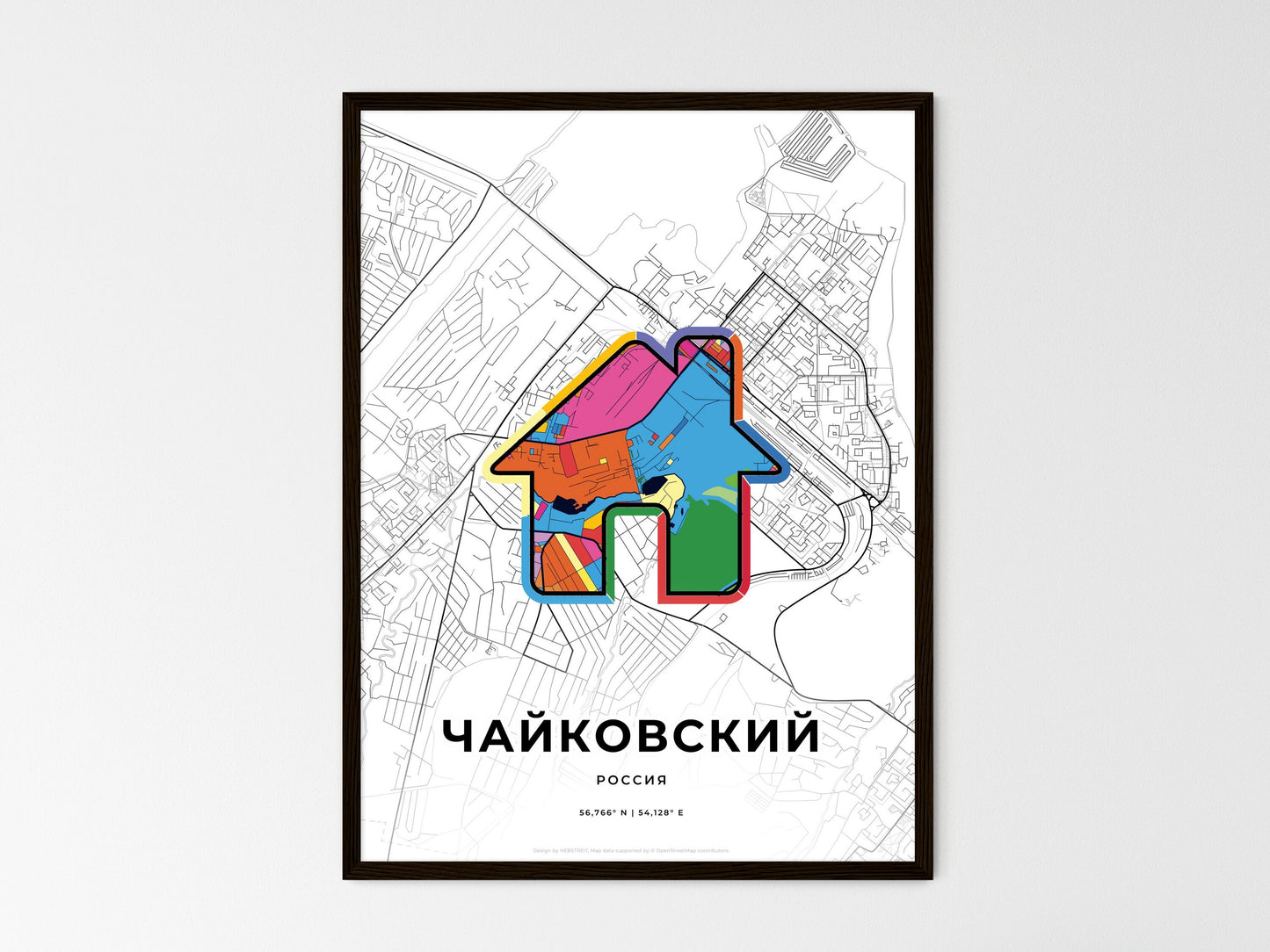 Chaykovsky Russia wedding art map with home icon