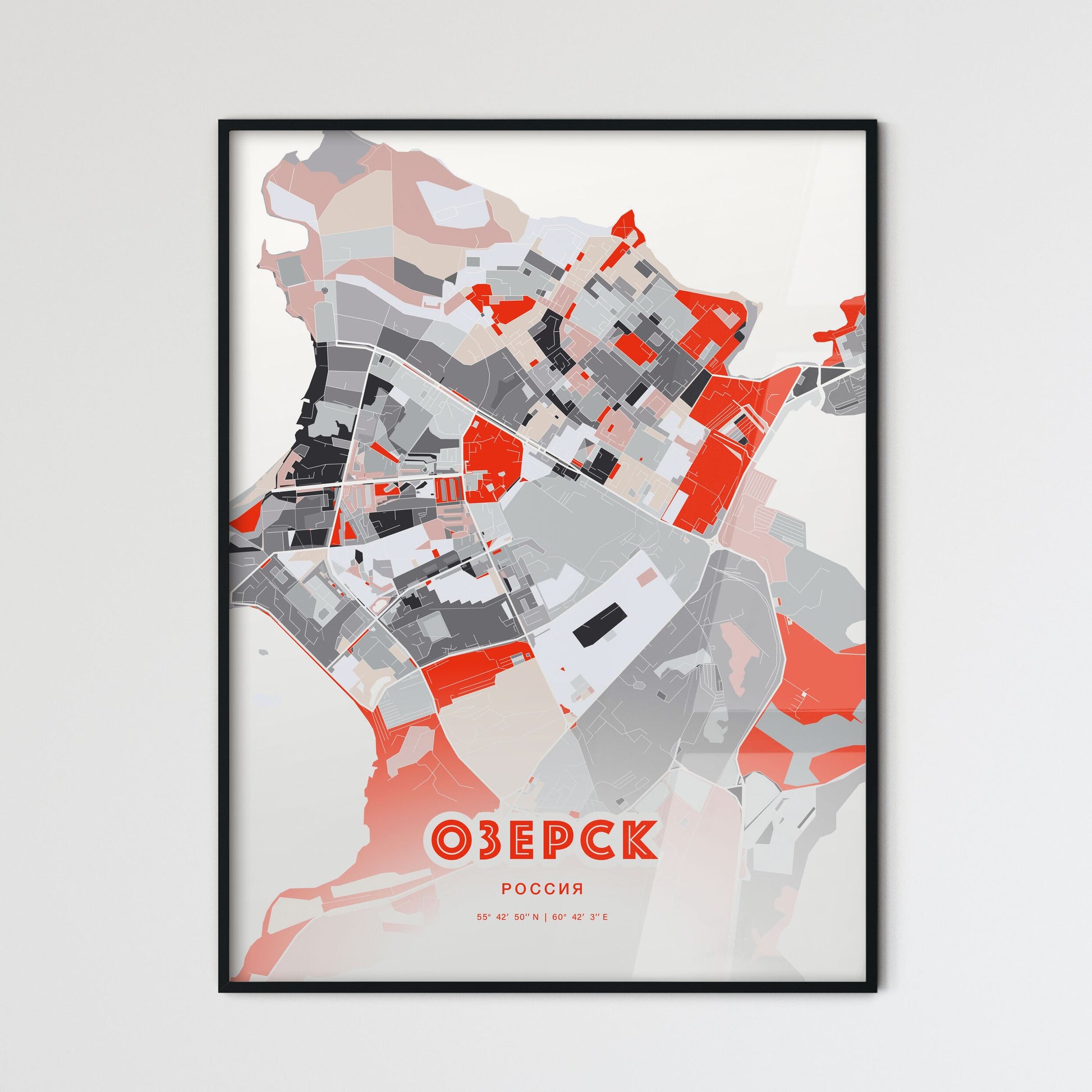 Colorful OZYORSK RUSSIA Fine Art Map Modern