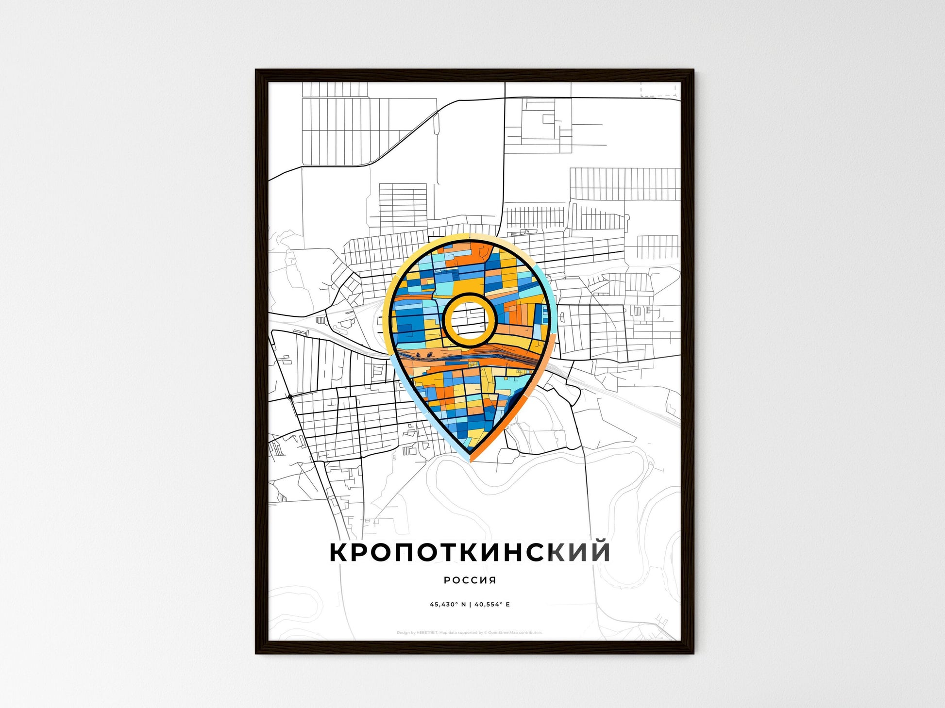Kropotkin Russia wedding art map with pointer icon